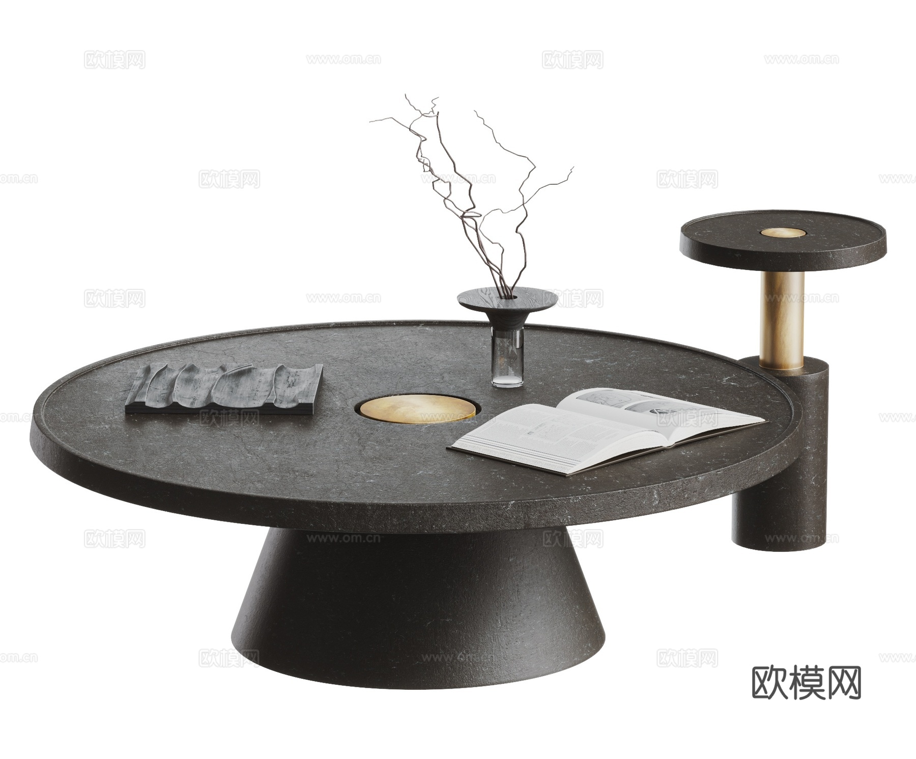 BAXTER 现代茶几组合 圆形茶几 石材茶几 子母茶几3d模型