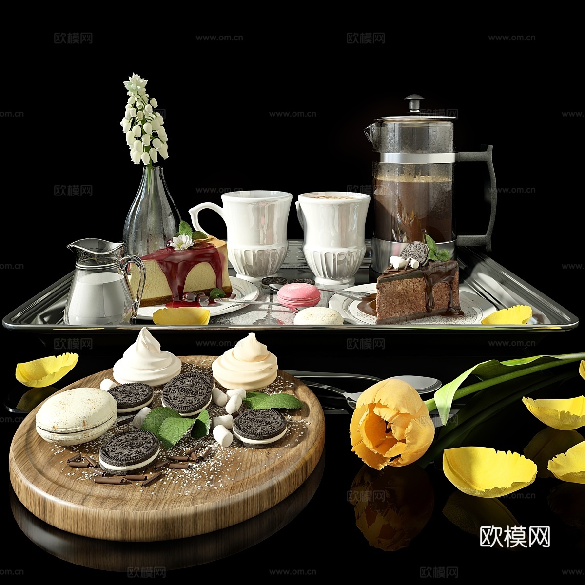 床上早餐3d模型