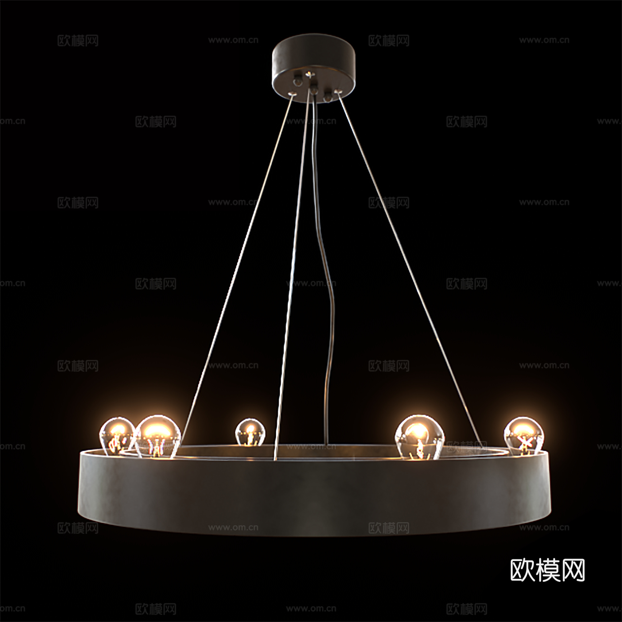 工业风吊灯  圆形金属吊灯  创意吊灯su模型