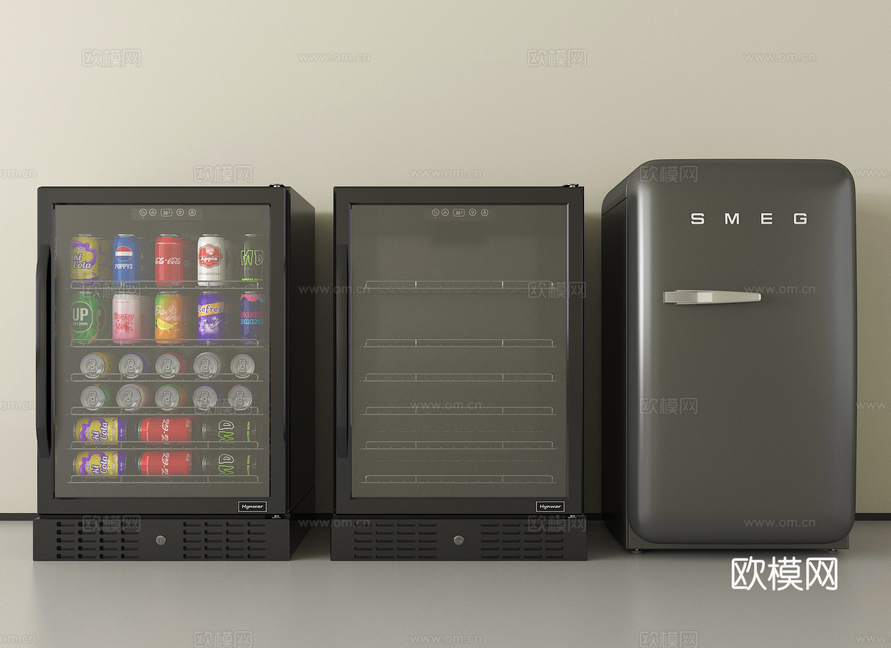 现代冰箱 单门冰箱 冷藏柜 饮料柜su模型