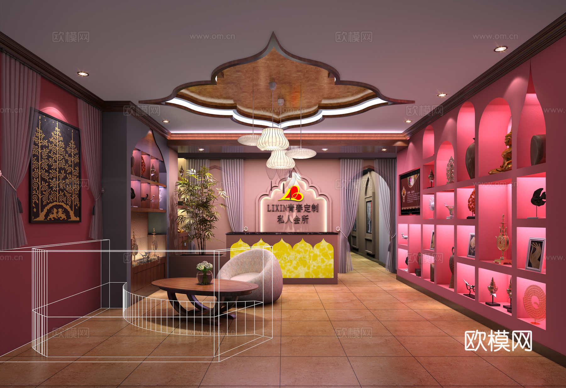 泰式美容院大厅3d模型