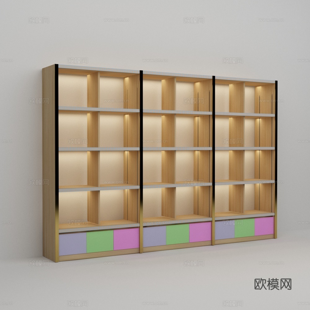 超市酒柜木质层板3d模型