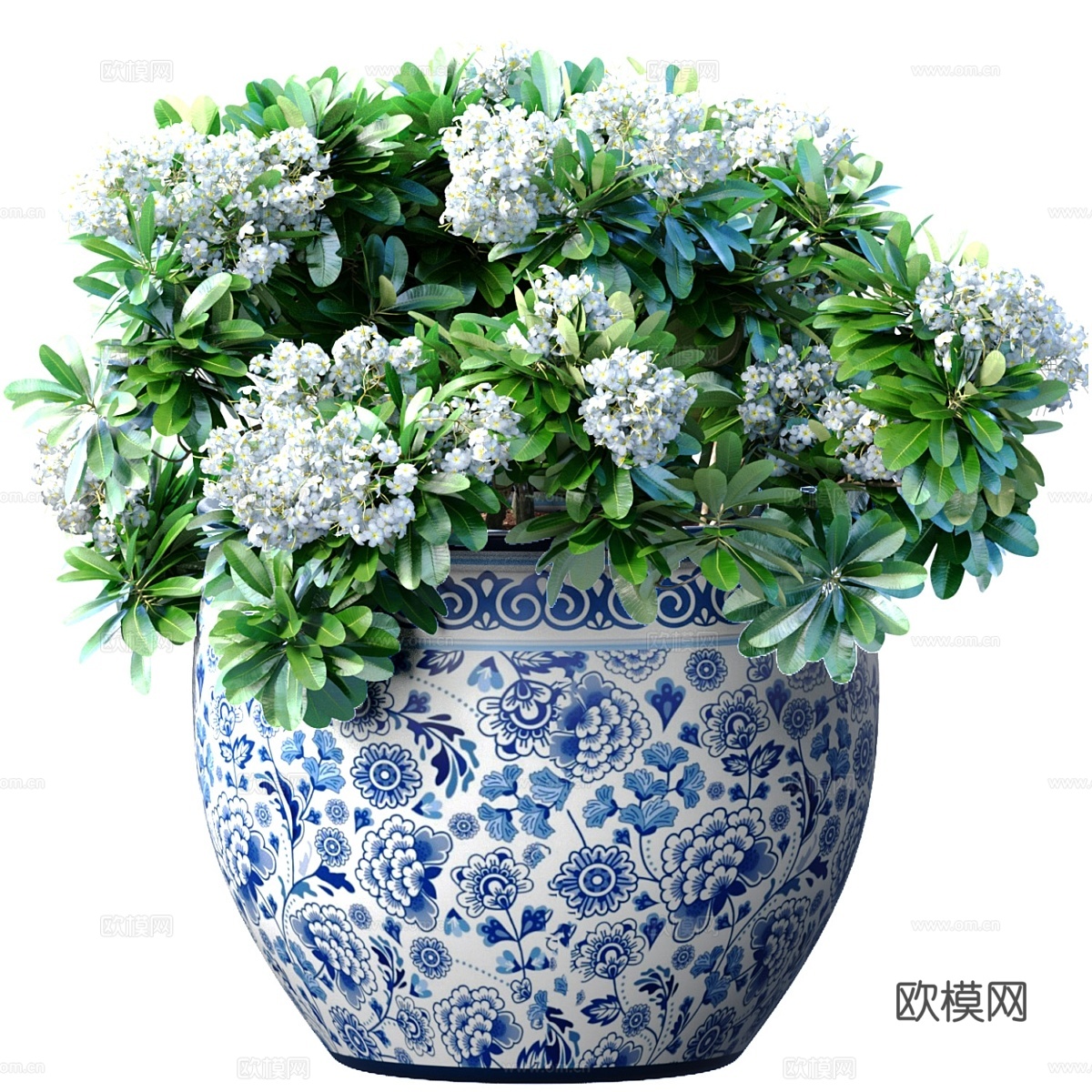 装饰用白色花束盆栽花瓶3d模型