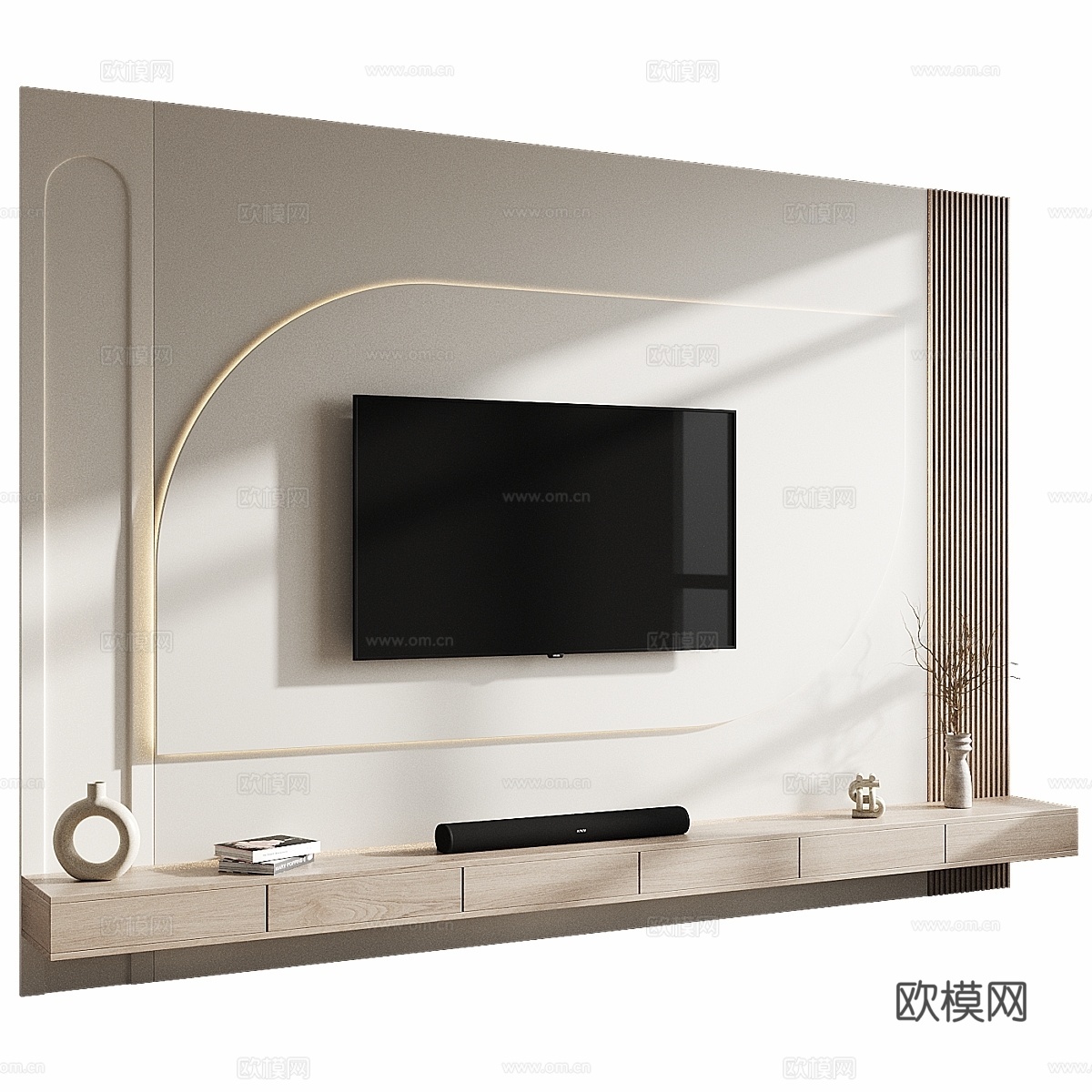 电视墙 1423d模型