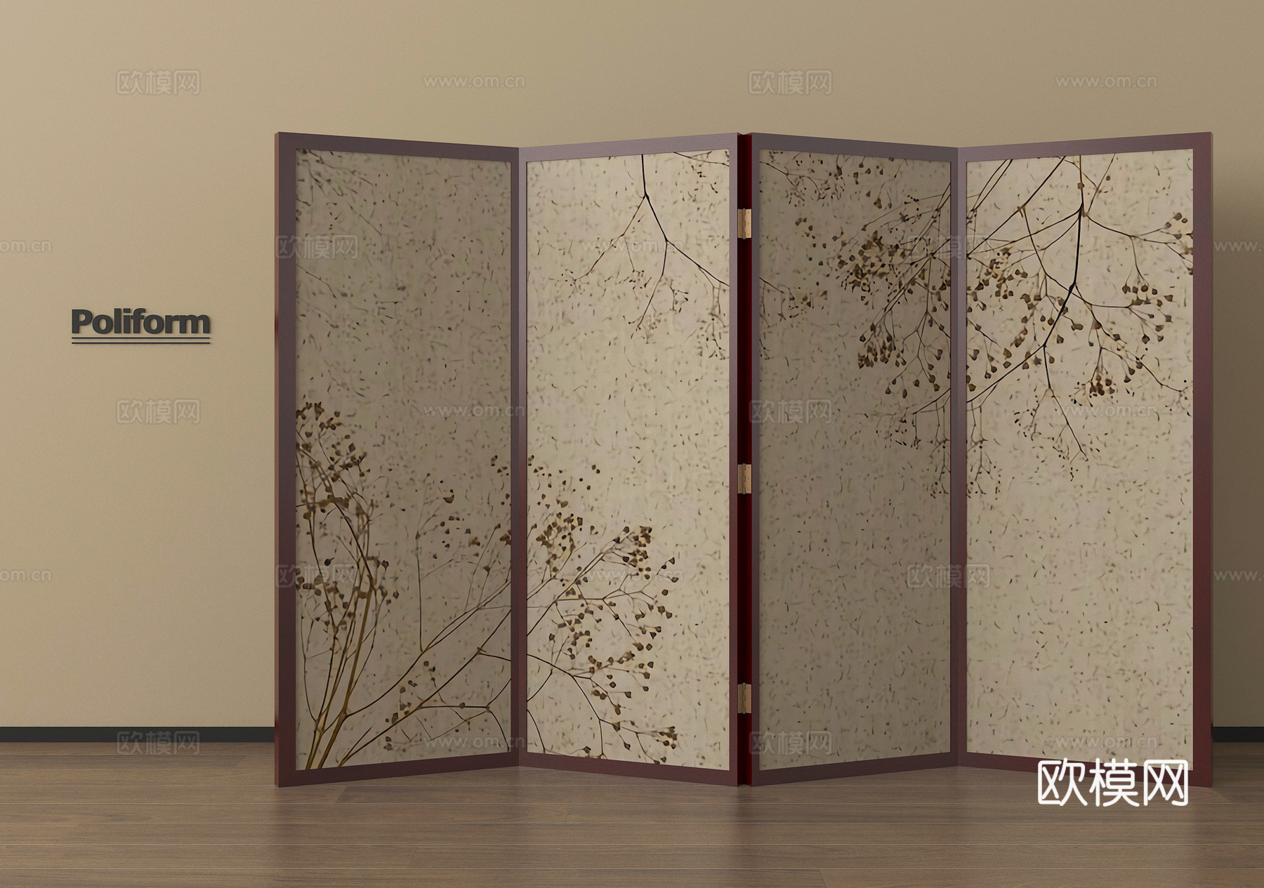 新中式屏风隔断 可折叠屏风 木材3d模型