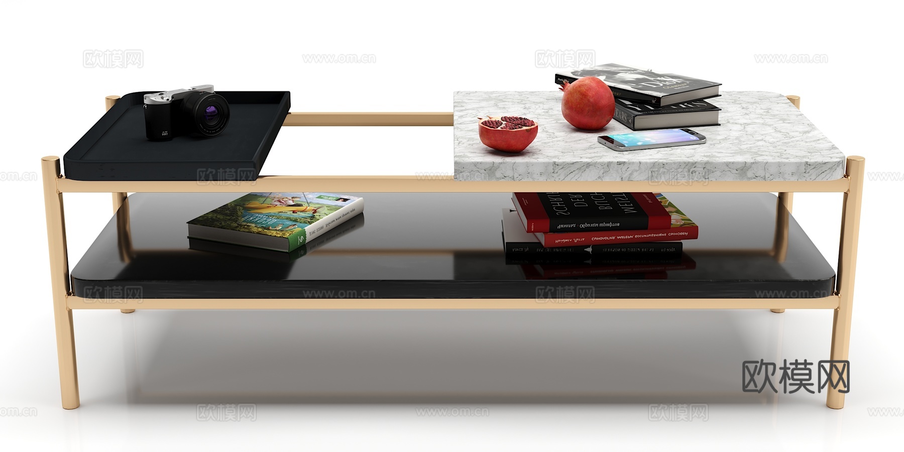 现代茶几 水果手机摆件组合3d模型
