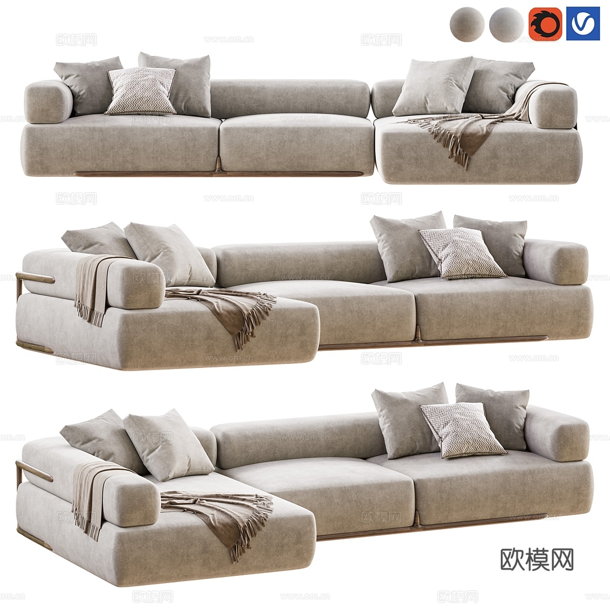 Porada Klem L形沙发3d模型
