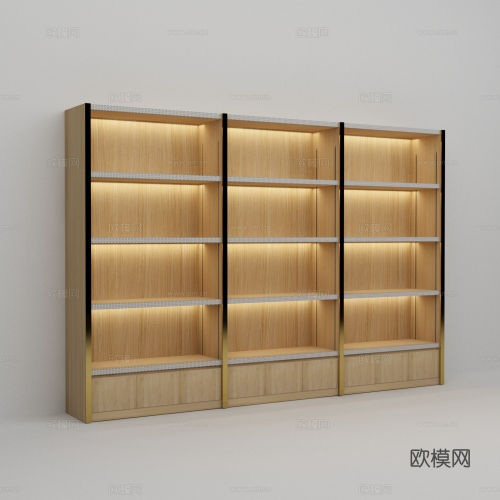 超市酒柜木质层板3d模型