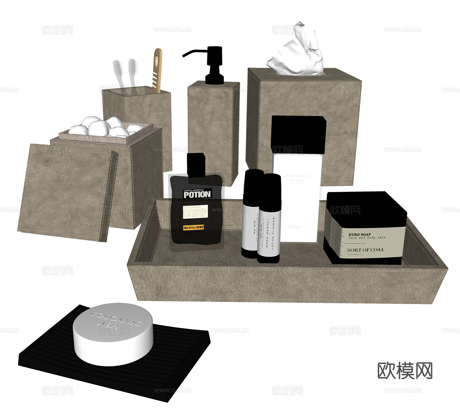 现代卫浴用品 洗护用品 卫浴小件su模型