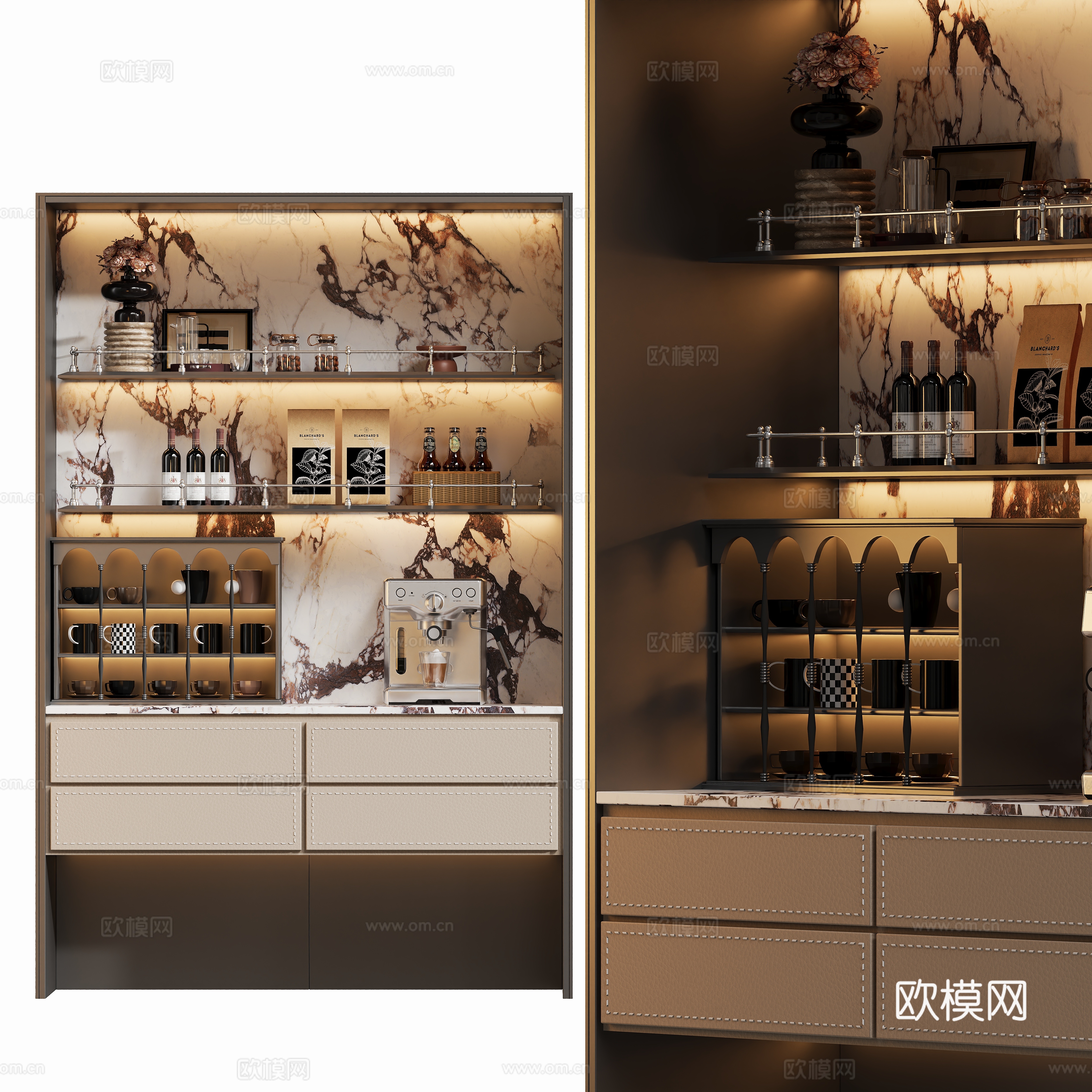 现代餐边柜酒柜3d模型