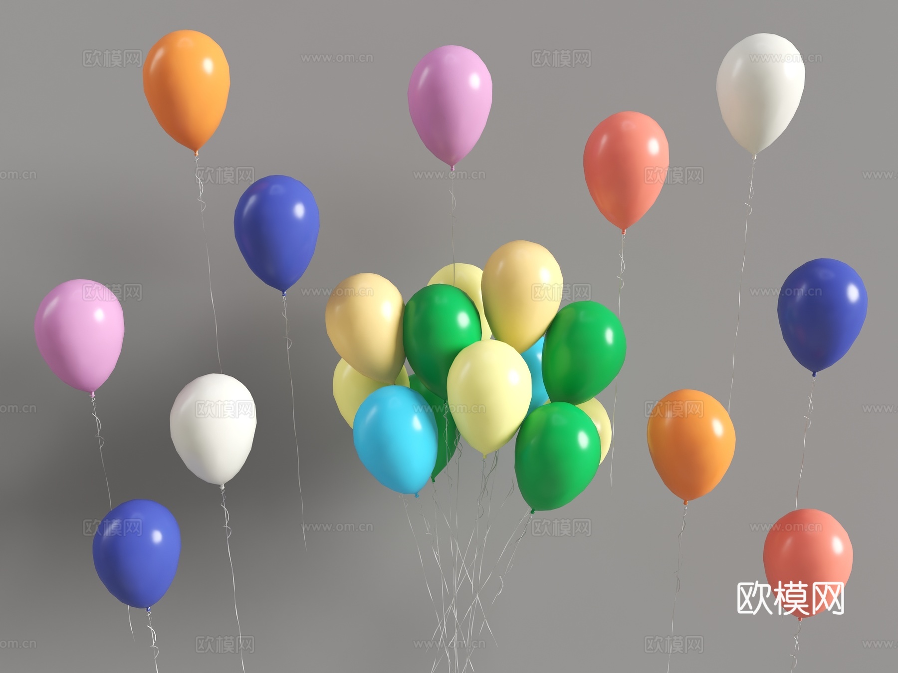 现代气球 生日气球 装饰气球 婚礼装饰 氛围气球 气球摆件su模型