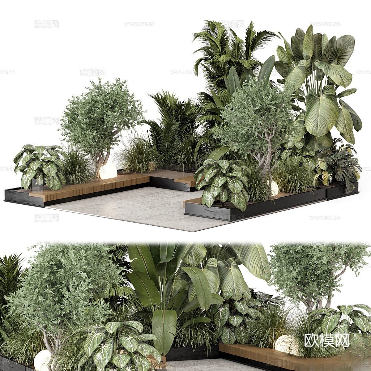 花园套装灌木与树木_花园套装 29593d模型