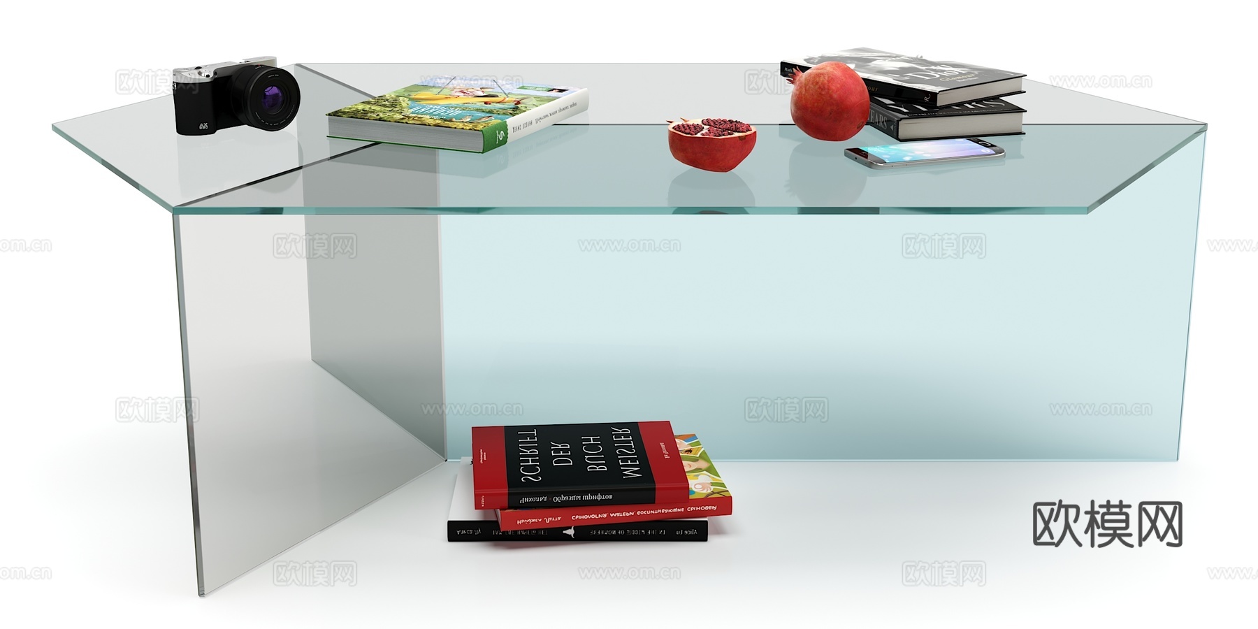 现代几何茶几摆件组合3d模型