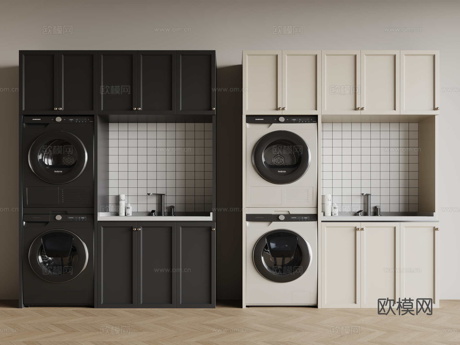 现代洗衣机 洗烘一体机 滚筒洗衣机 烘洗套装 迷你洗衣机3d模型