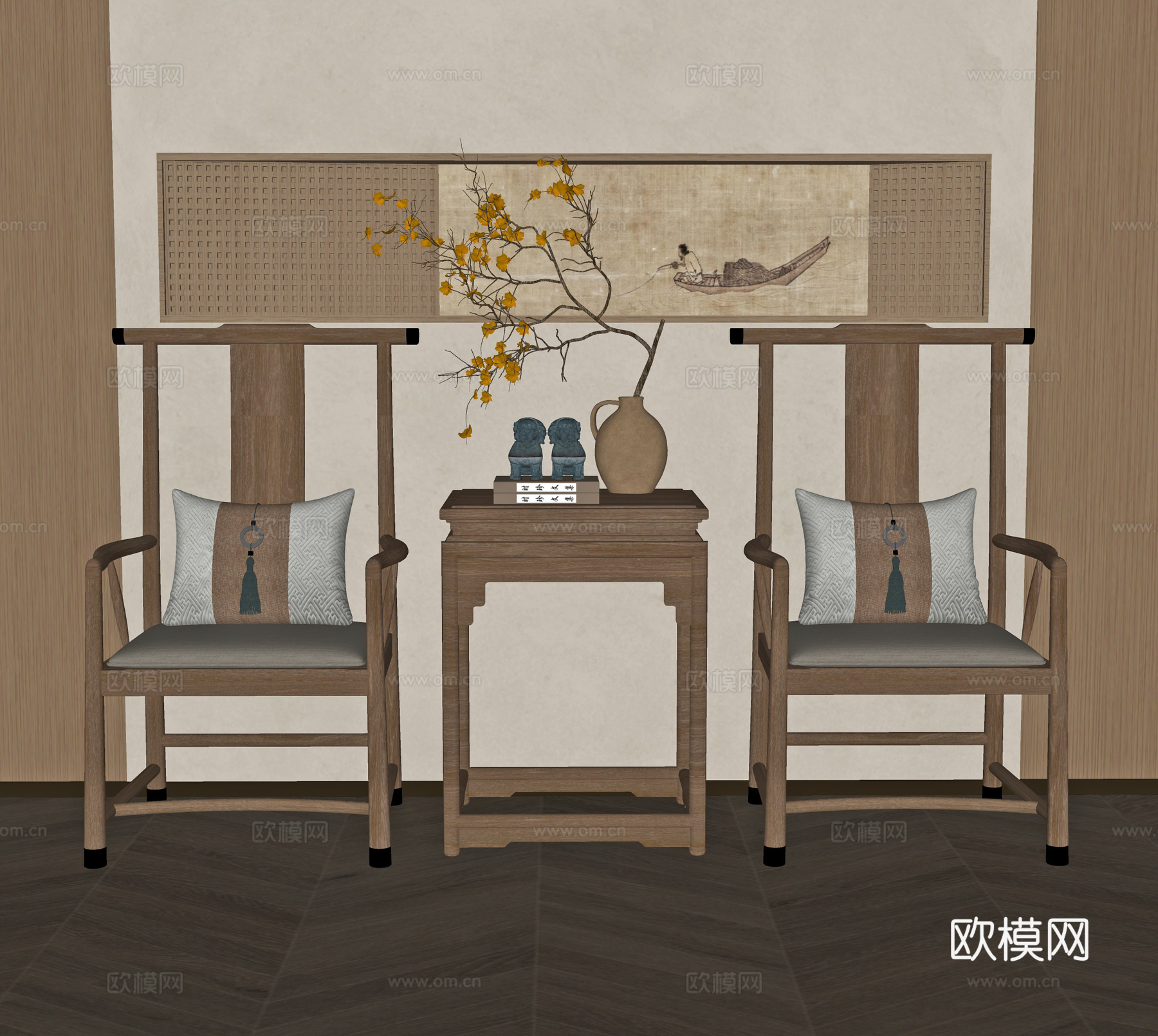 新中式椅子官帽椅太师椅su模型