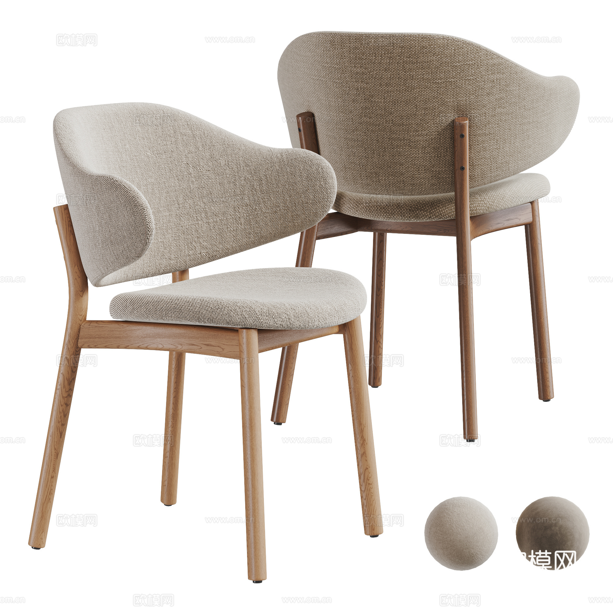 Calligaris 现代北欧单椅组合  餐椅 布艺单椅3d模型