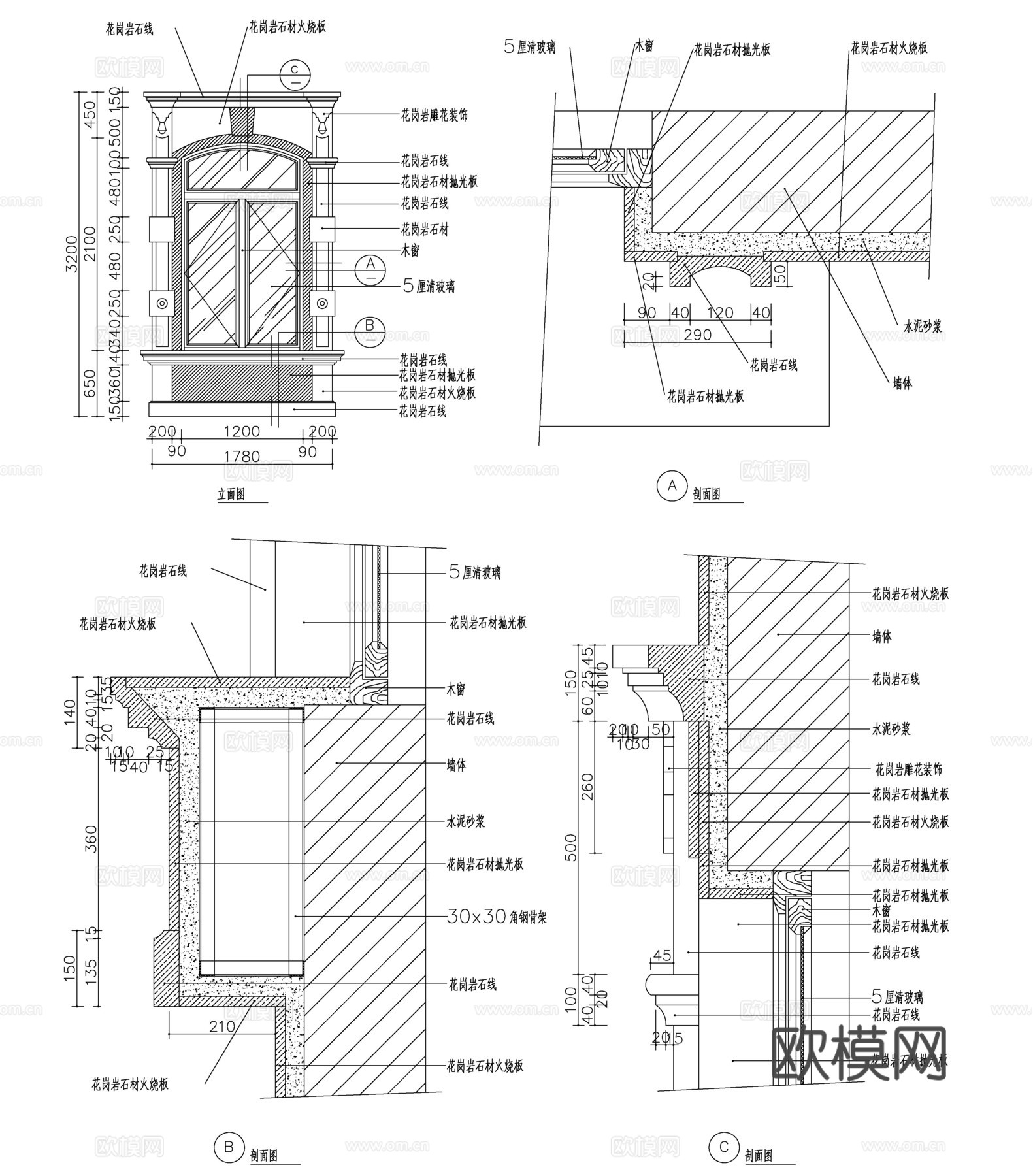 欧式窗户大样cad施工图