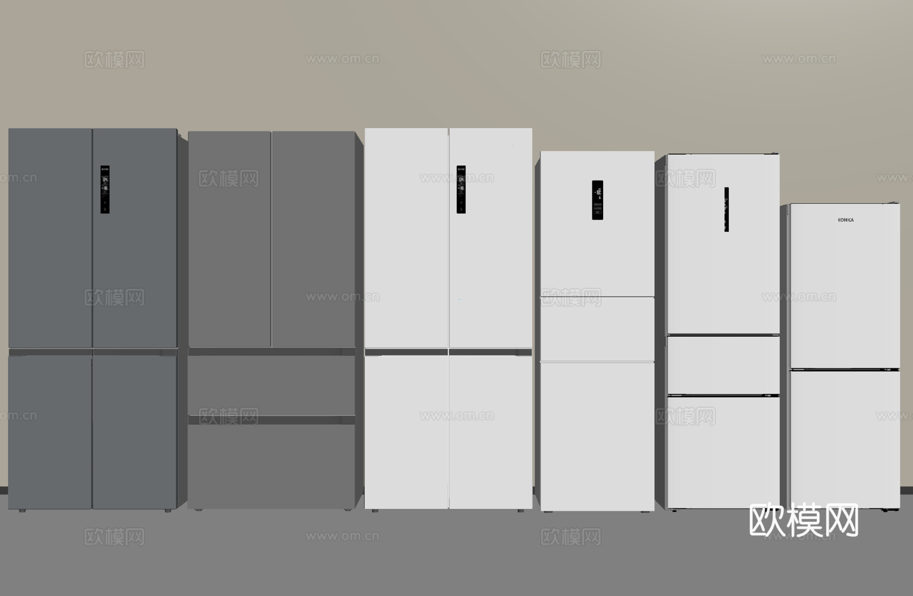 现代冰箱 双开门冰箱 三开门冰箱 四开门冰箱 十字门冰箱su模型