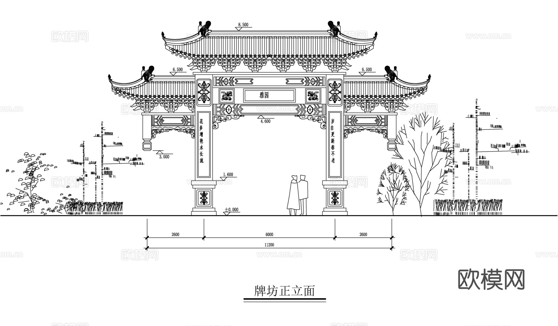 牌坊cad施工图