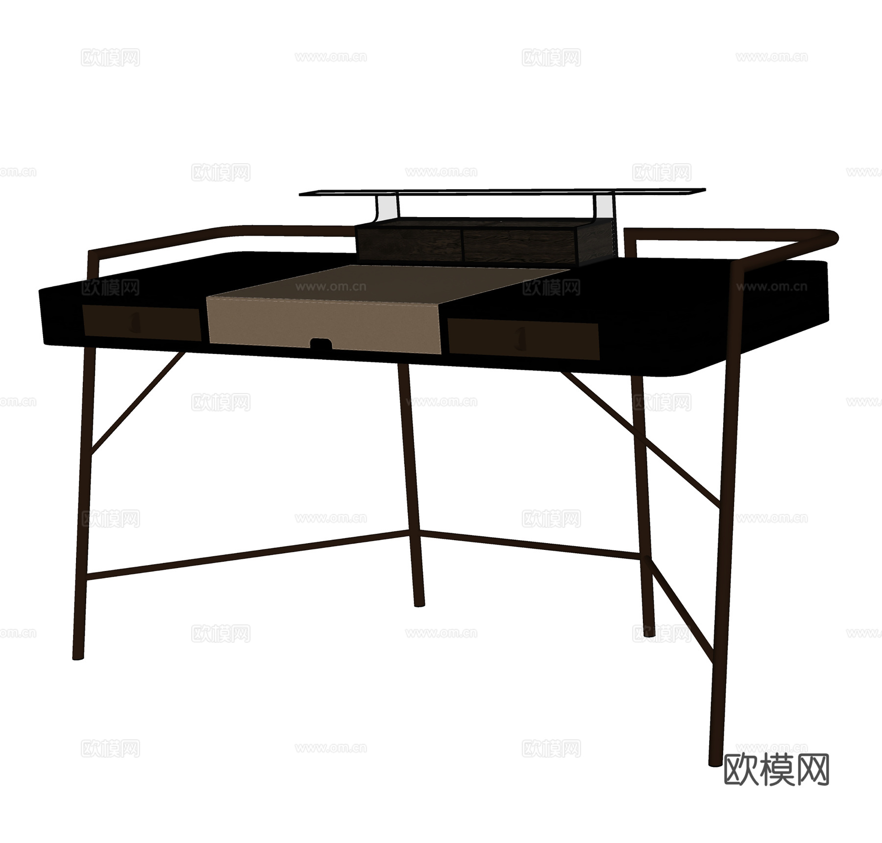 现代轻奢书桌 简易办公桌  电脑桌su模型