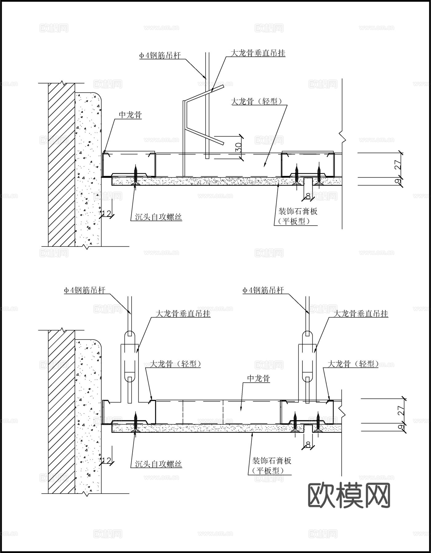 轻型Ⅲ墙体连接cad施工图