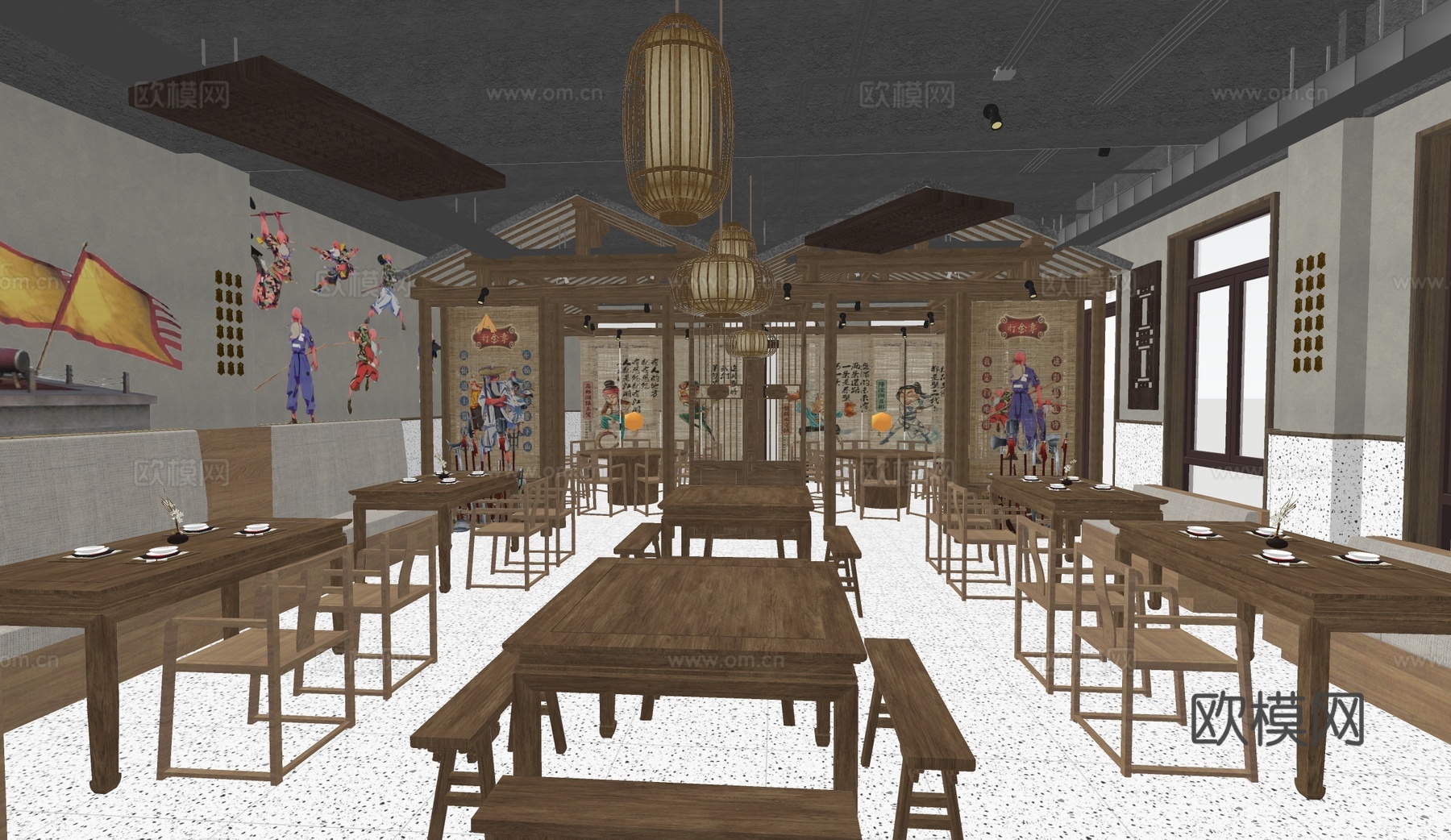 特色中餐厅江湖菜su模型