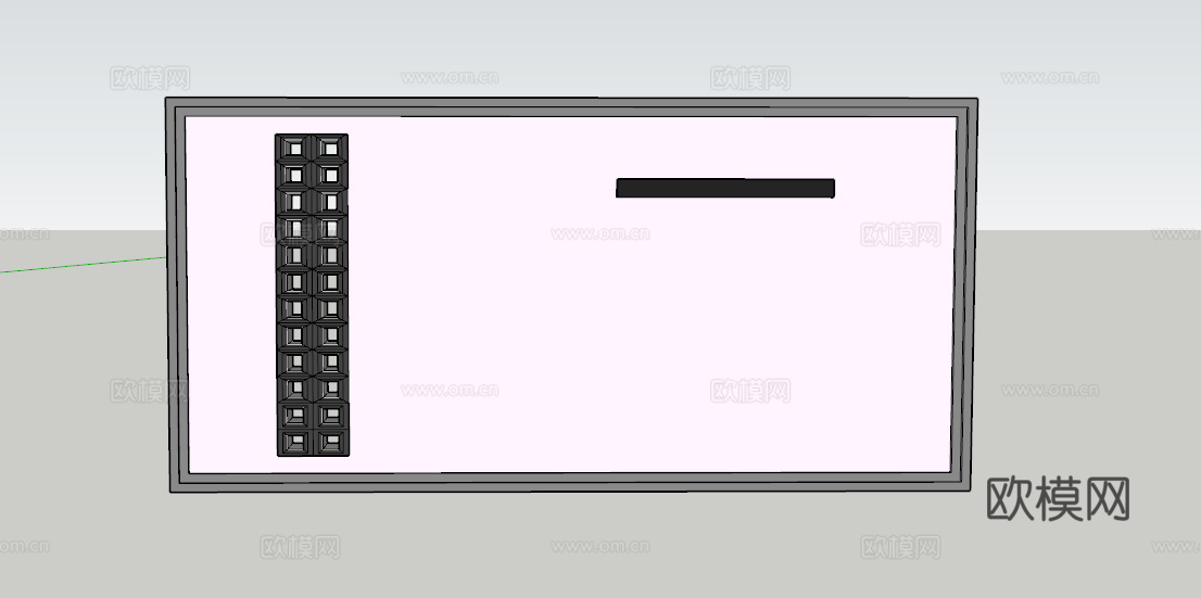 新中式背景墙su模型