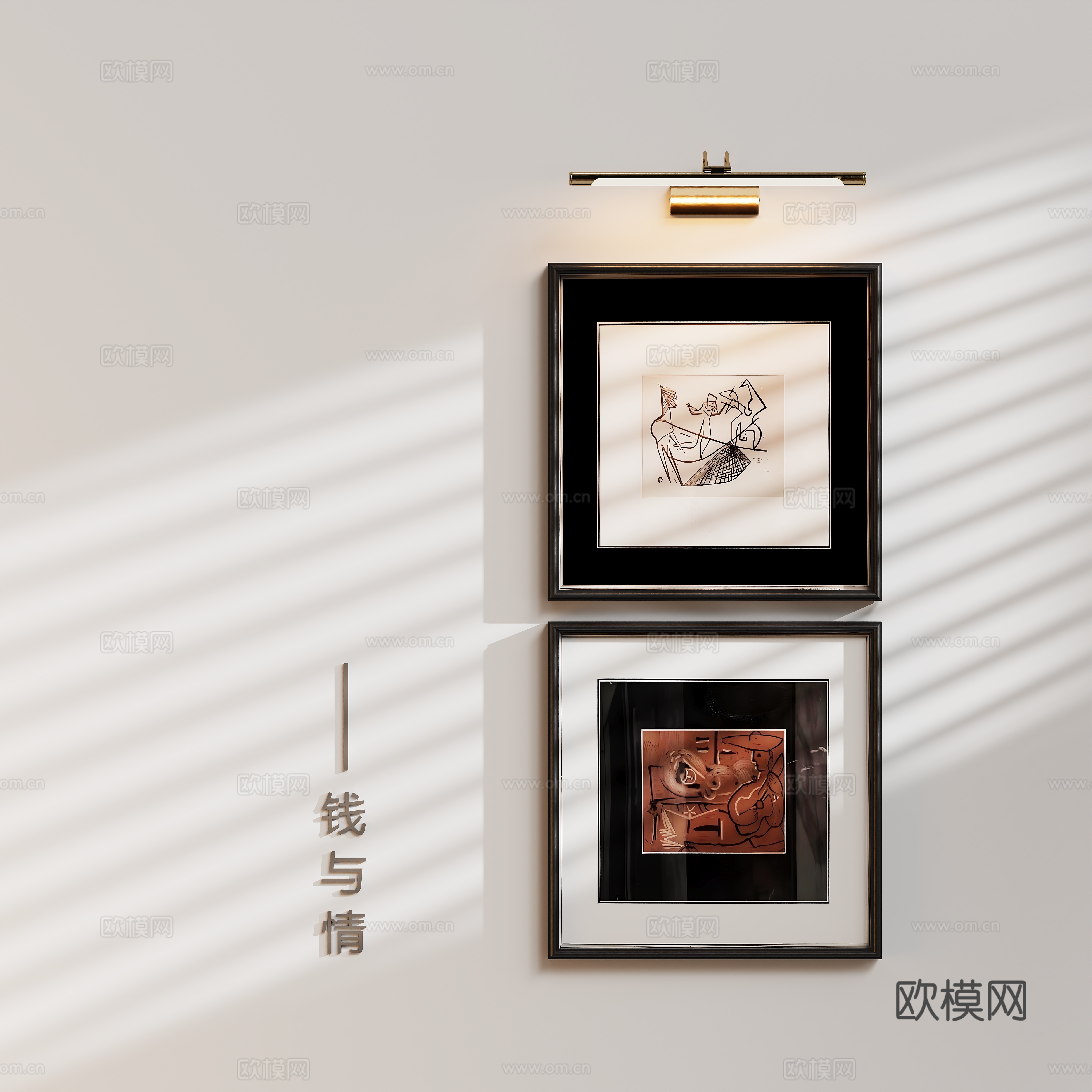 复古老钱风装饰挂画su模型