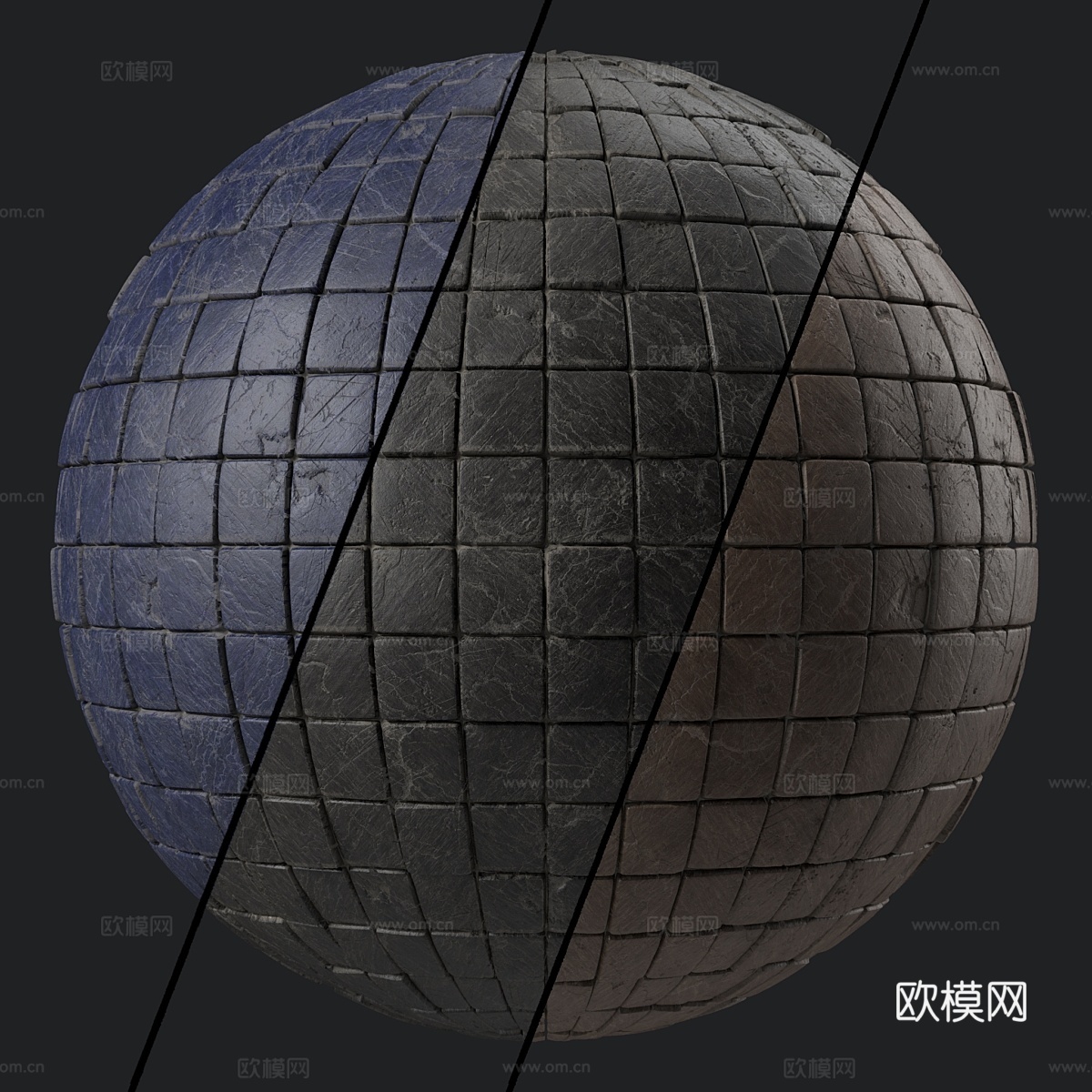 石墙材料 96- 条纹石墙 PBR 4K3d模型