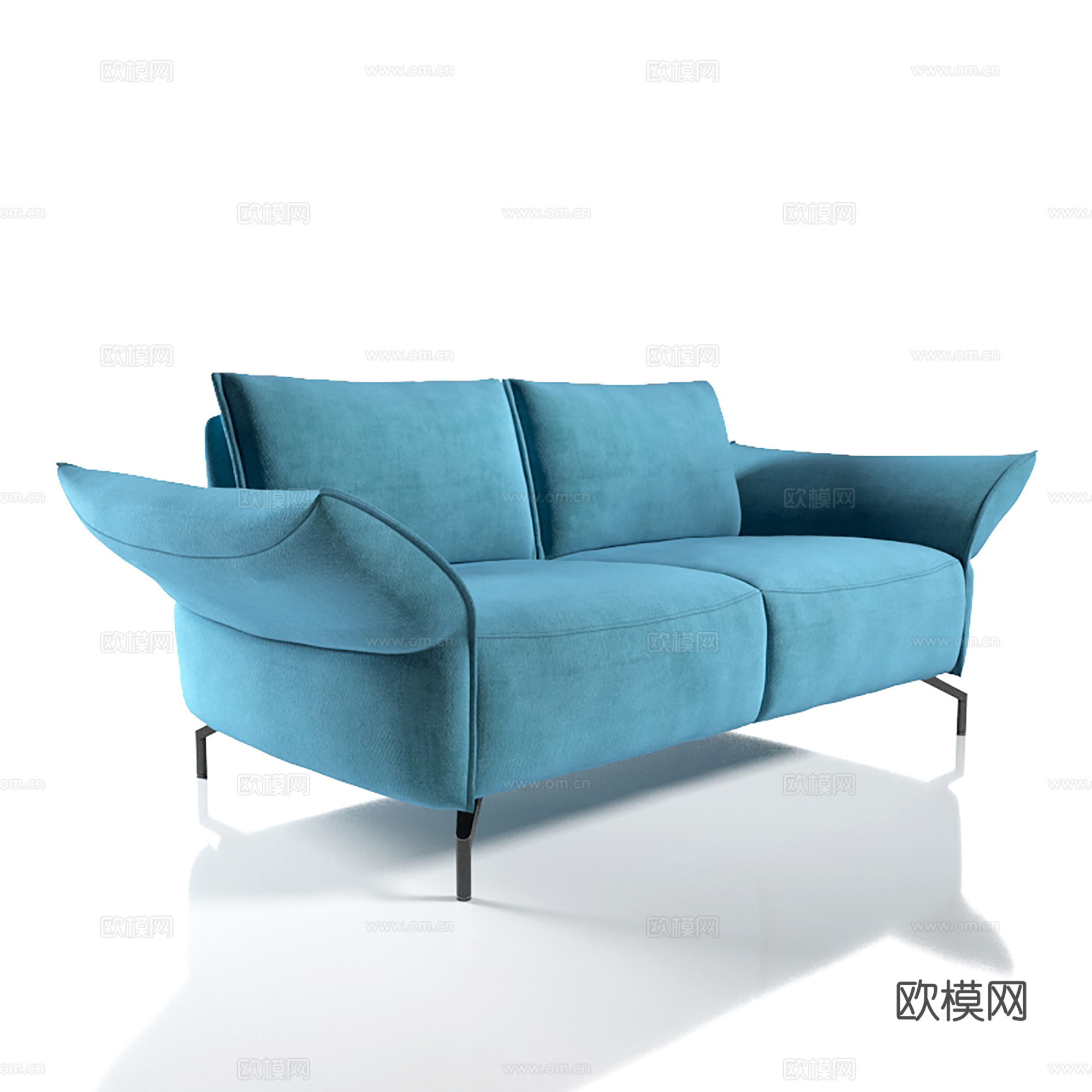 现代双人沙发 休闲沙发 布艺沙发su模型