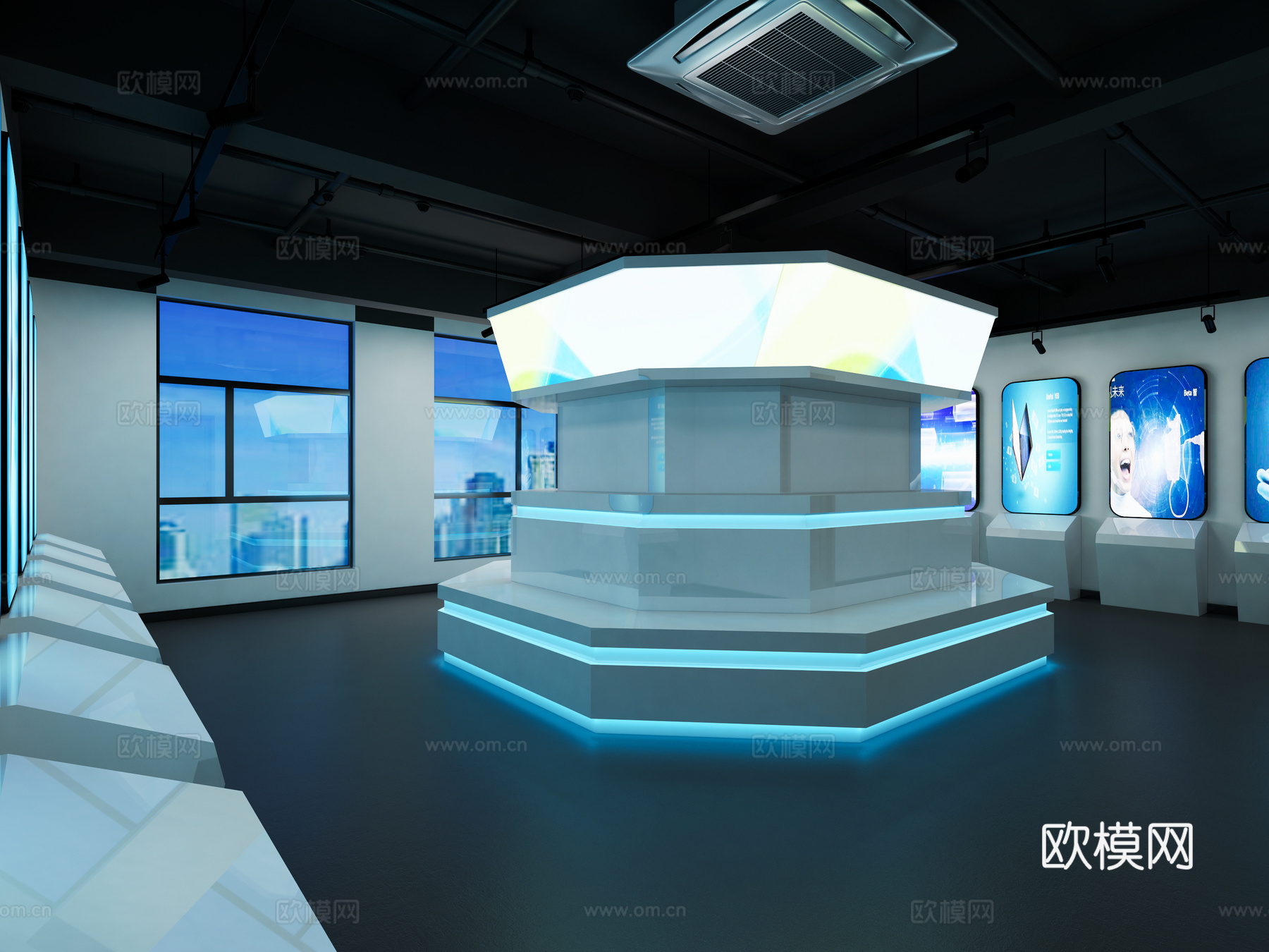 工业风展厅 造型展柜 中央空调3d模型