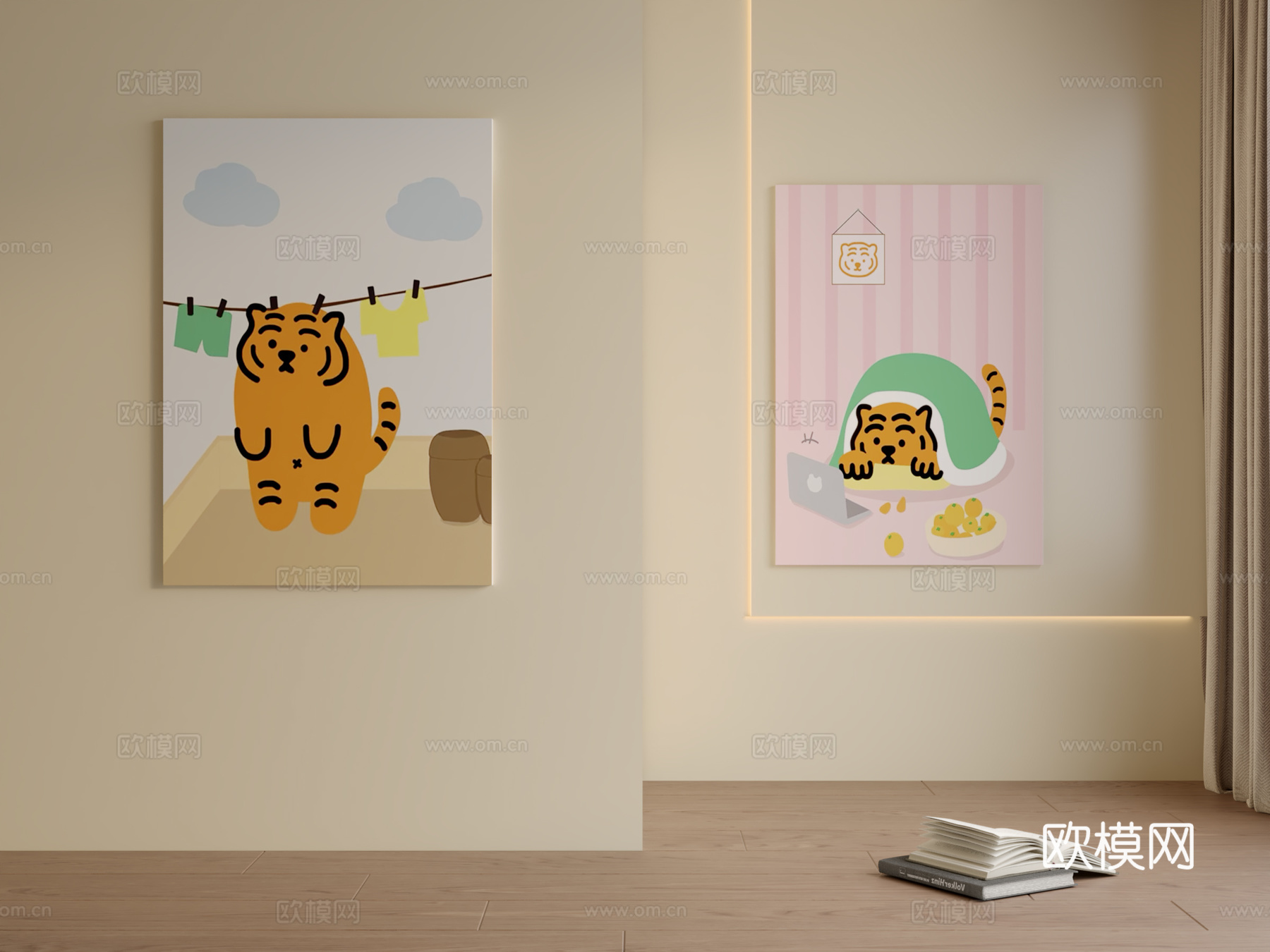 现代儿童挂画3d模型