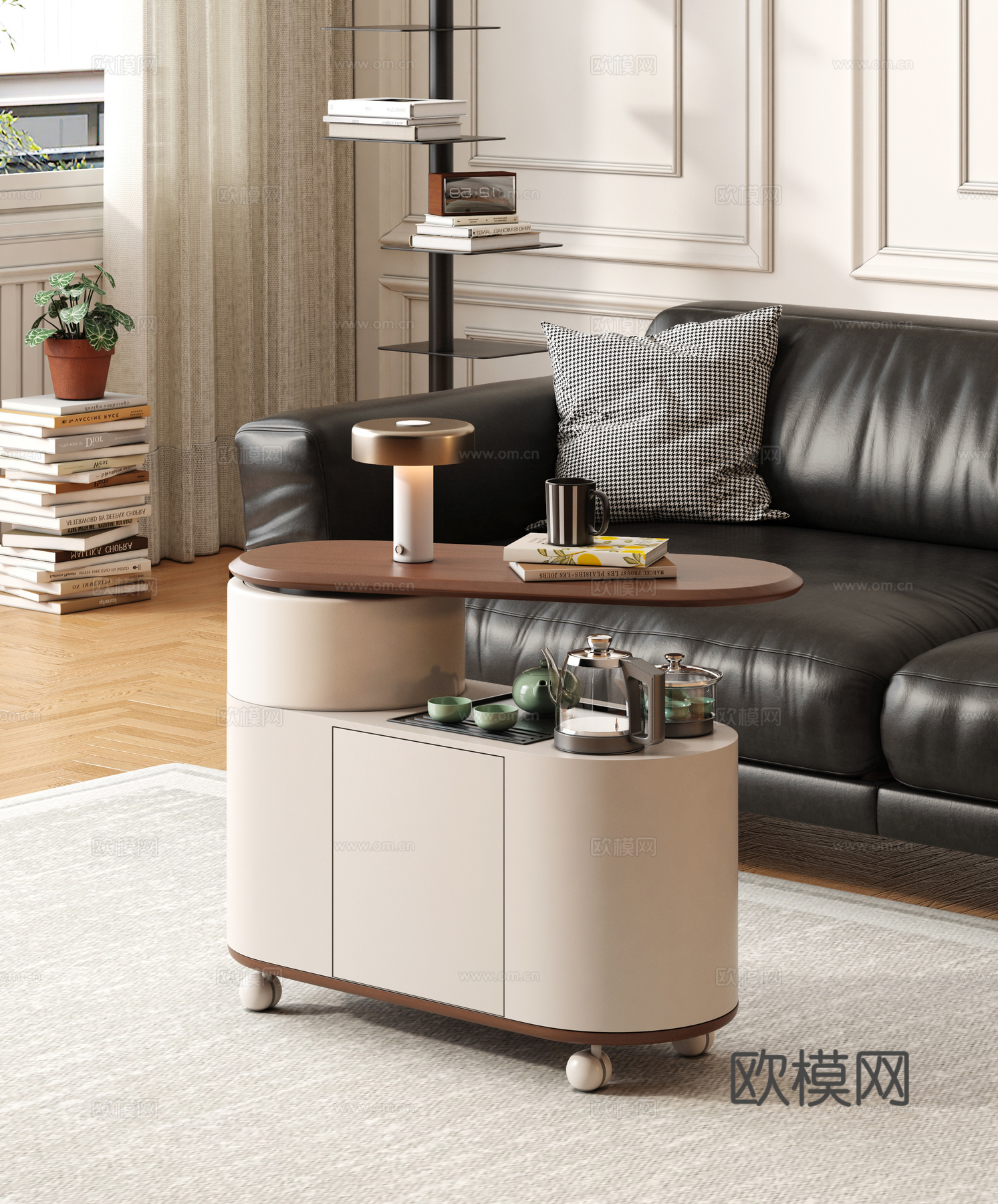 现代移动茶台 移动边几  移动茶桌3d模型