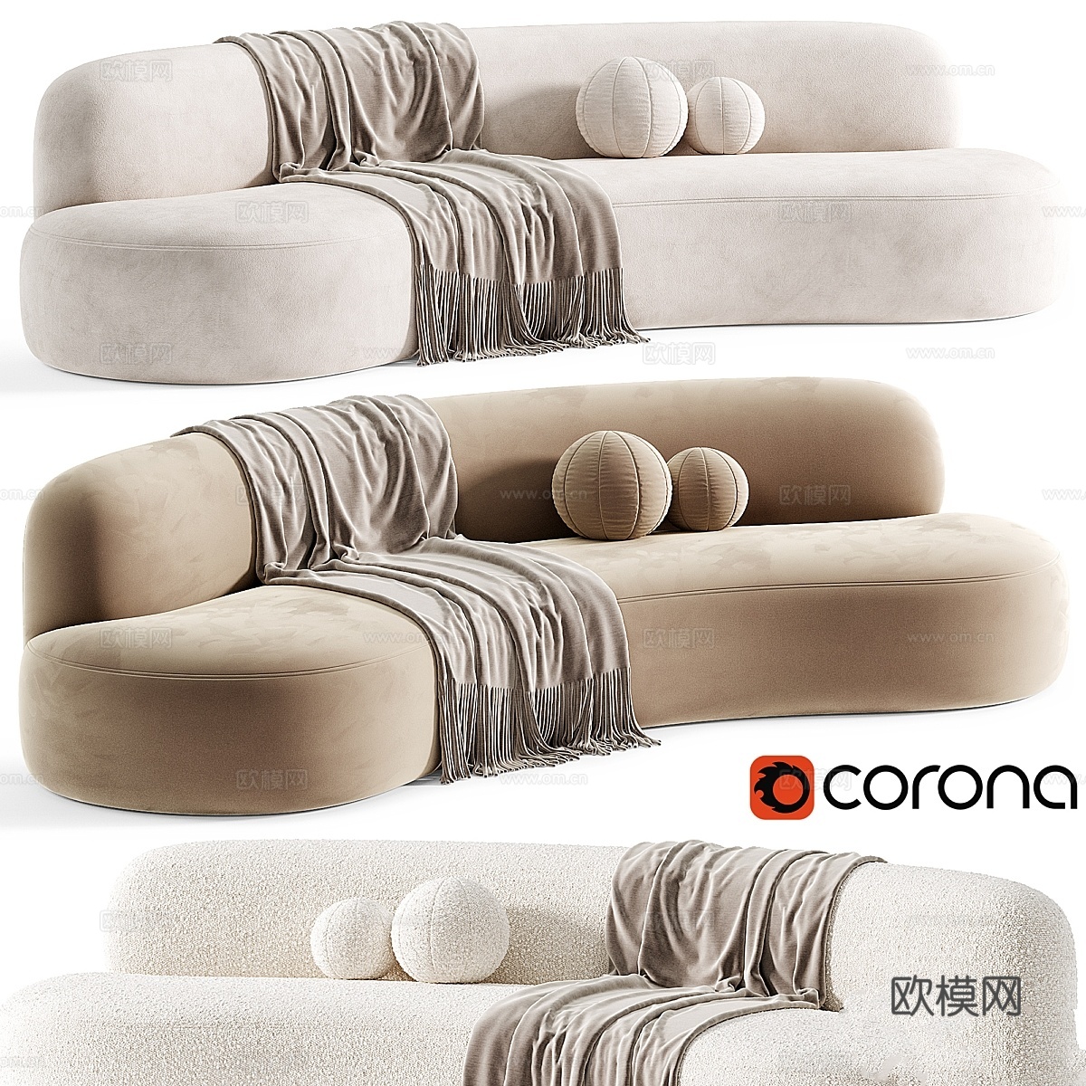 Canapé 280 现代沙发，由 PIERRE AUGUS3d模型
