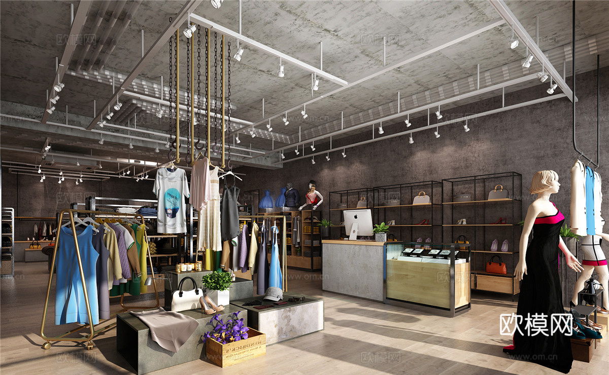 工业风服装店3d模型