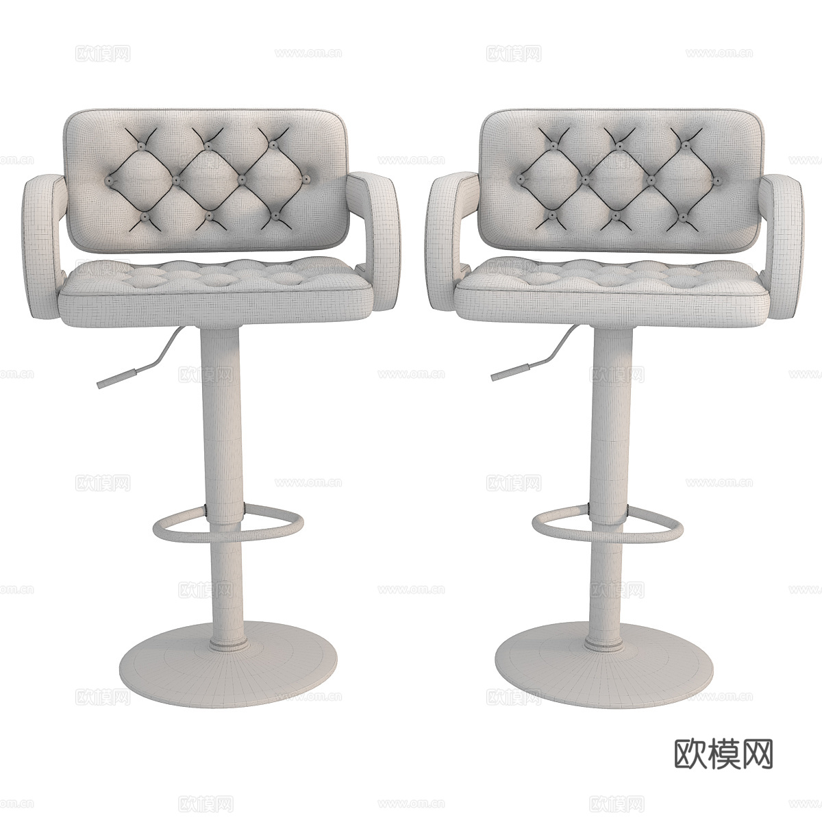 现代意式布艺吧台椅3d模型