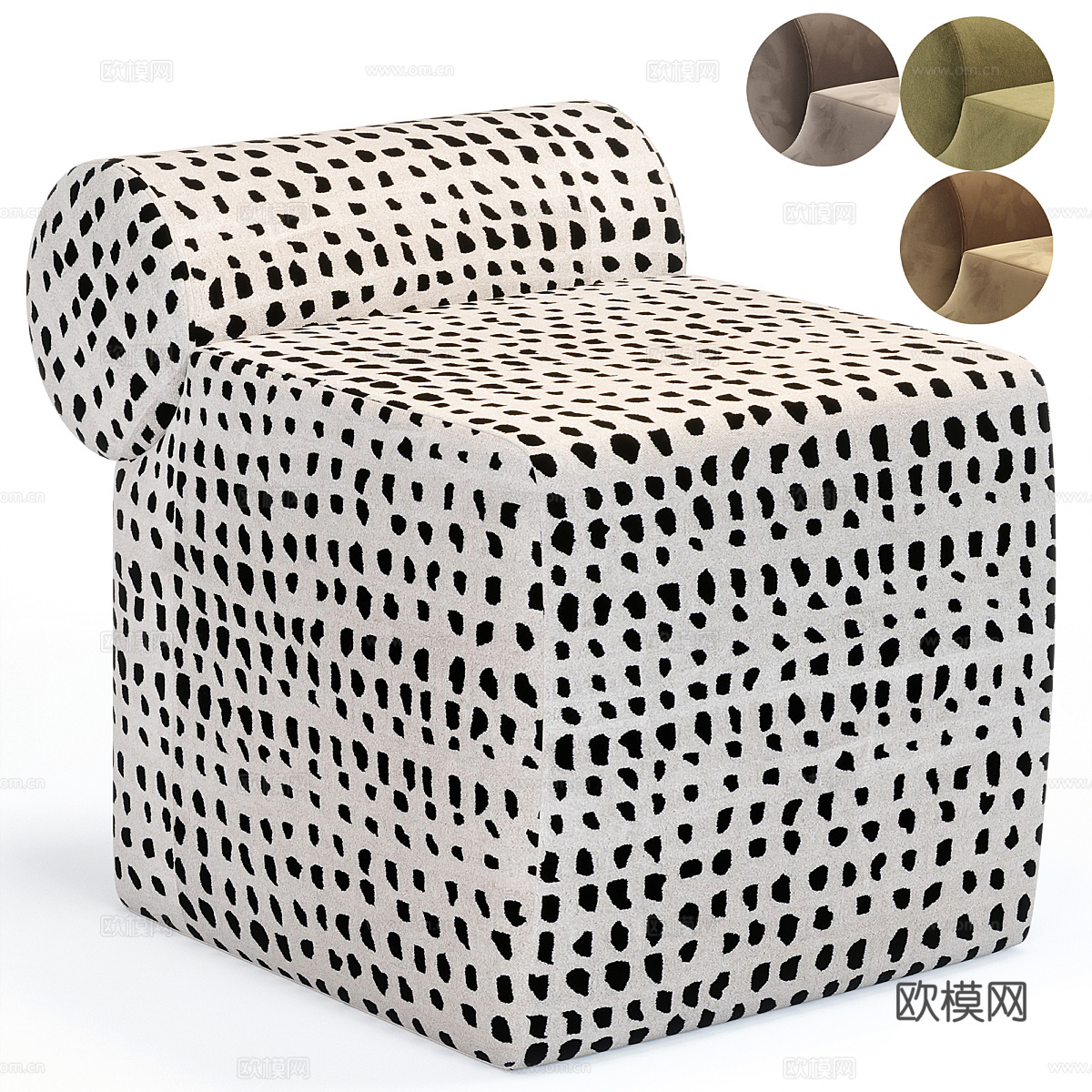现代意式布艺沙发凳3d模型