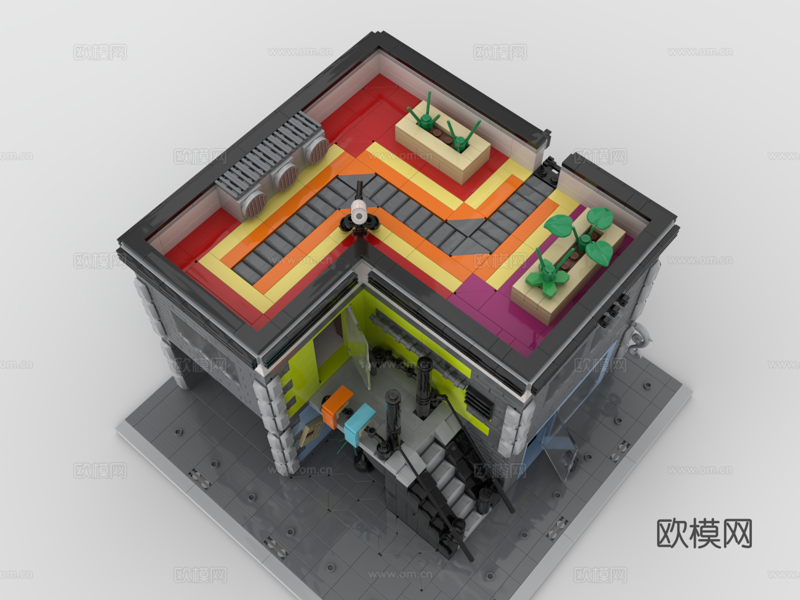 乐高 LEGO 玩具 积木 公寓 别墅 房子 建筑 商铺 店3d模型