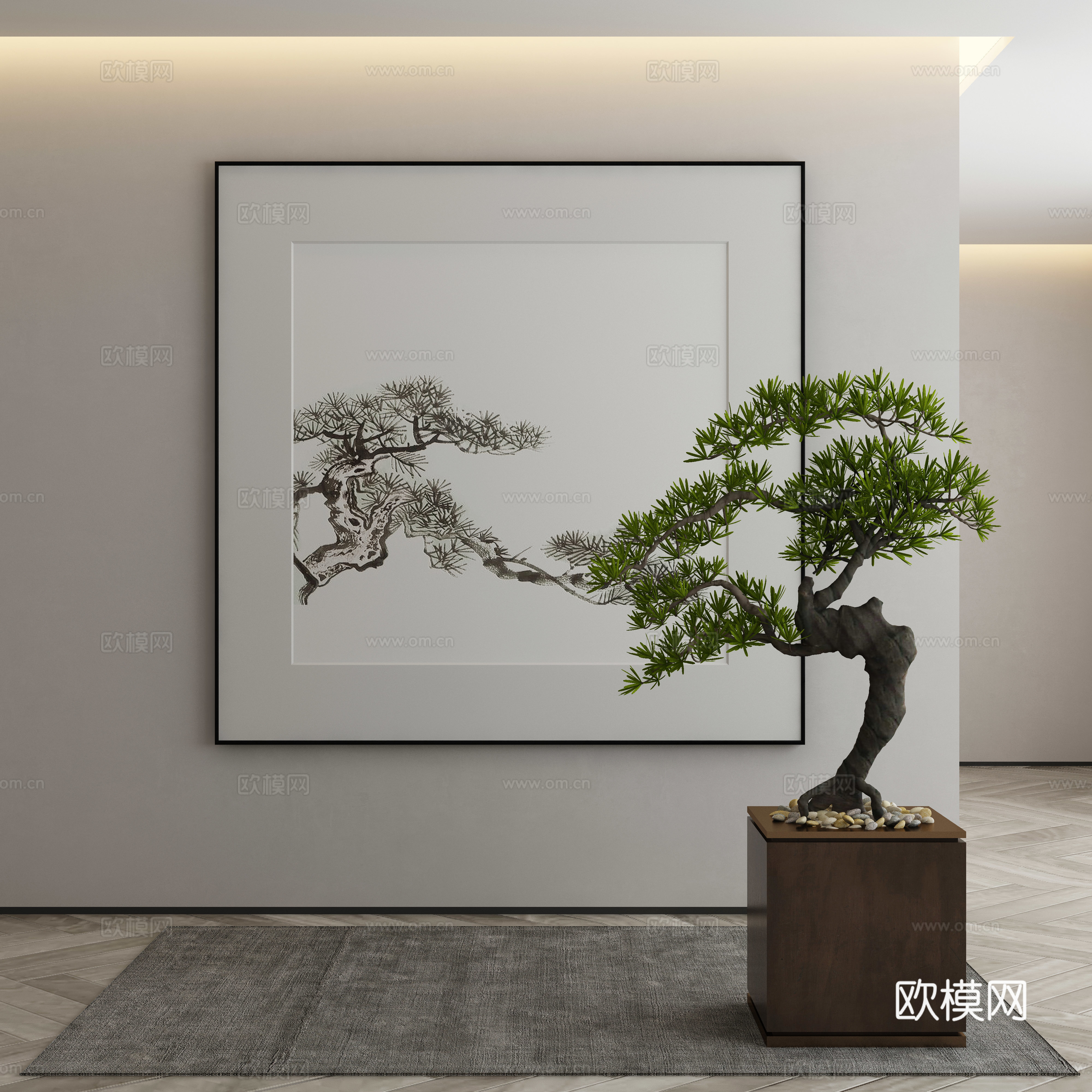 新中式侘寂挂画 油画3d模型