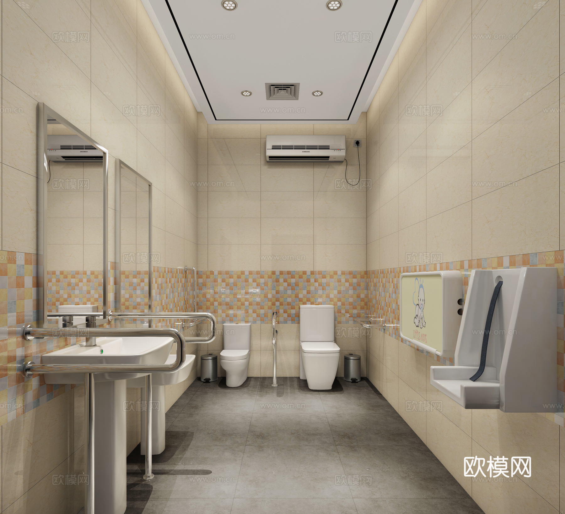 现代公共卫生间3d模型