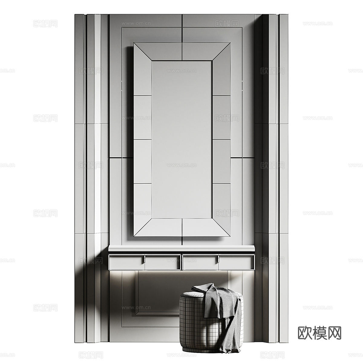 现代意式轻奢梳妆台3d模型