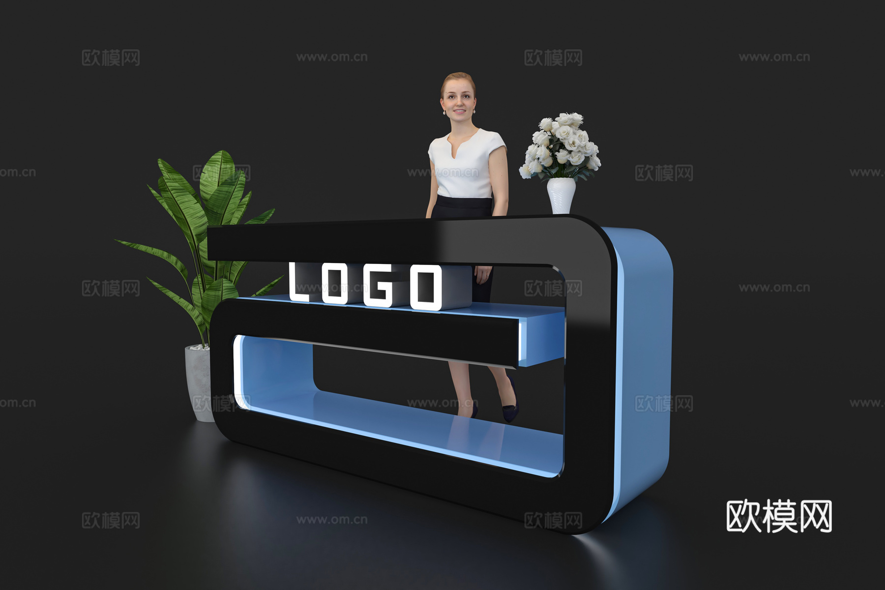 现代接待台 展览展会展台接待台 前台 吧台 柜台 桌台3d模型