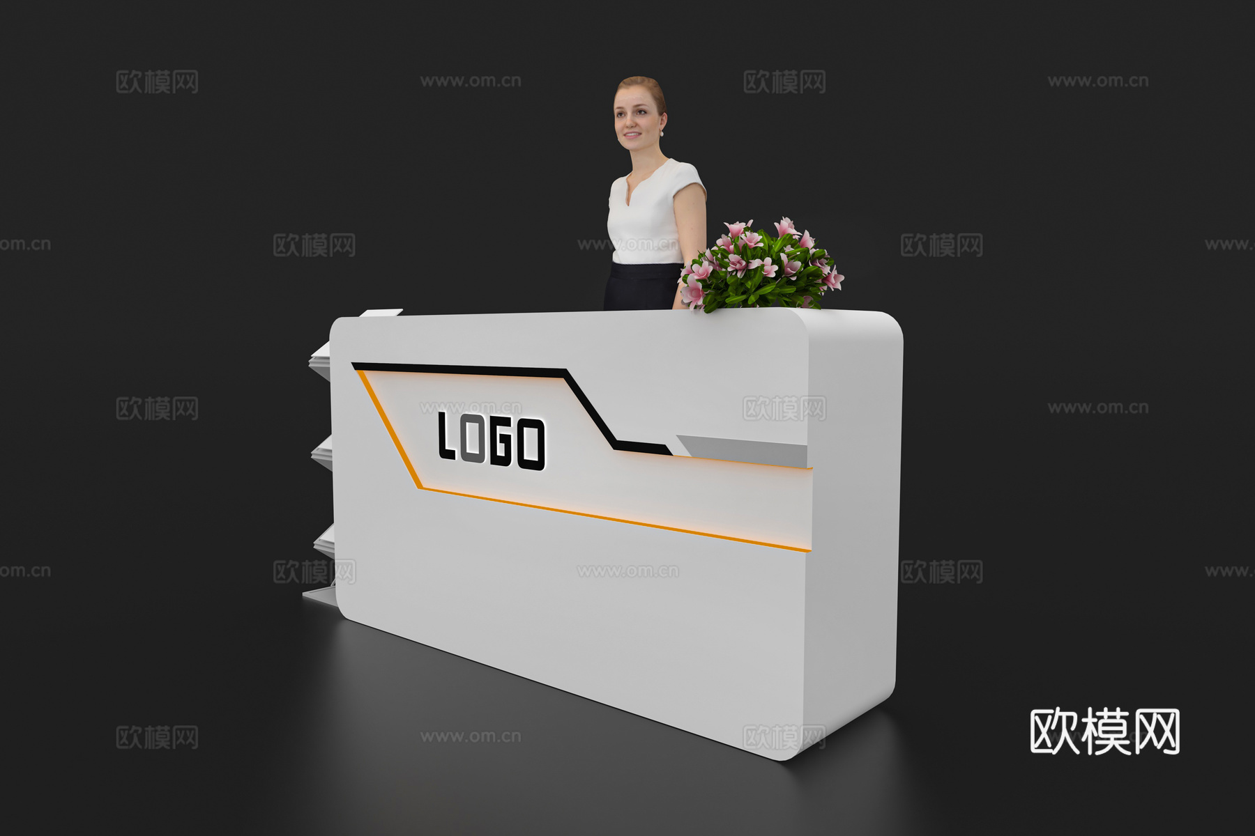 现代接待台 展览展会展台接待台 前台 吧台 柜台 桌台3d模型