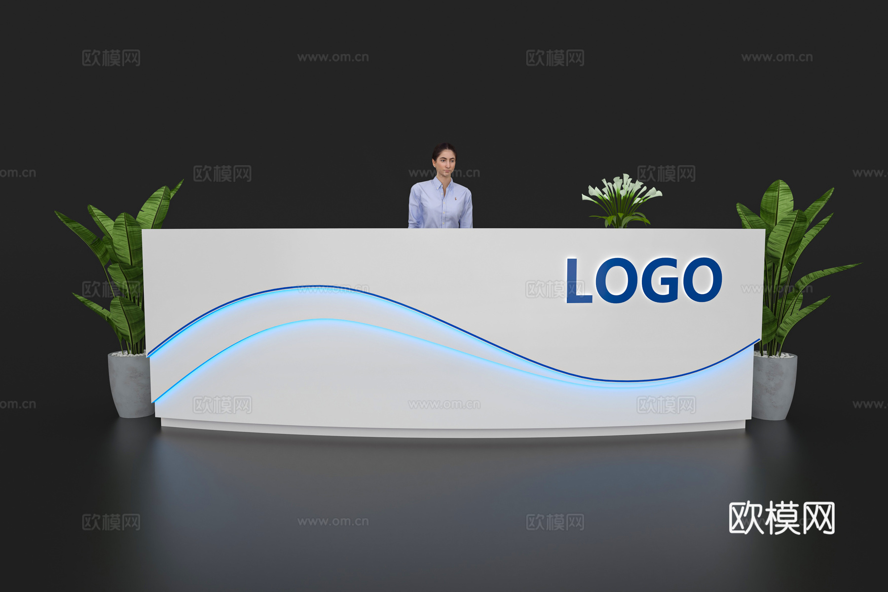 现代接待台 展览展会展台接待台 前台 吧台 柜台 桌台3d模型