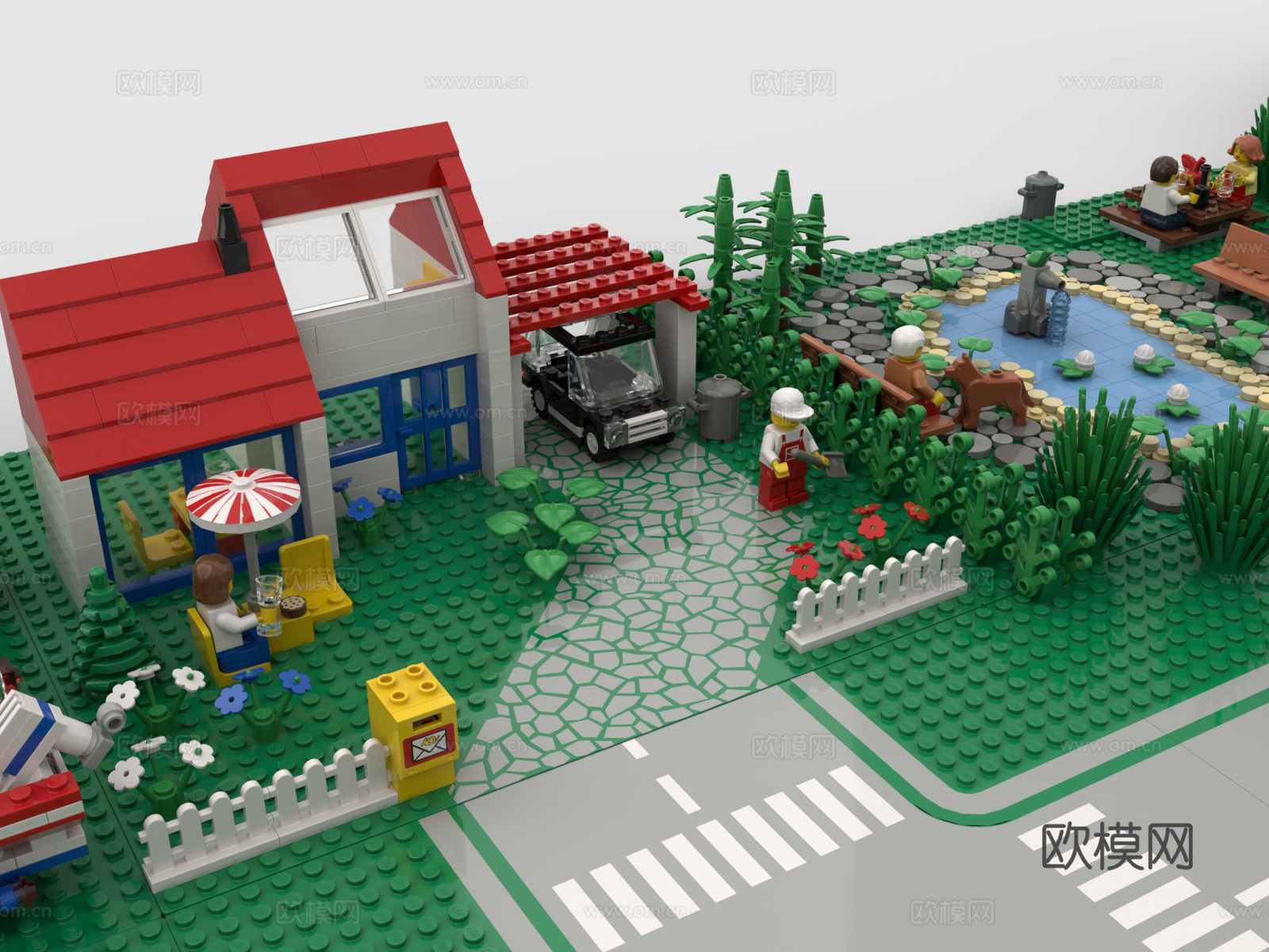 乐高 LEGO 玩具 积木 小镇 村庄 乡镇 城市 建筑3d模型