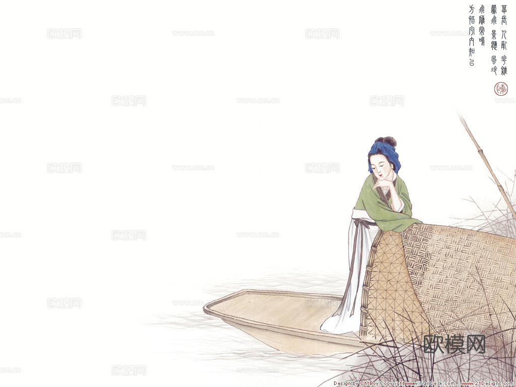 历史人物 卡通人物 中式墙绘人物 古代妇女