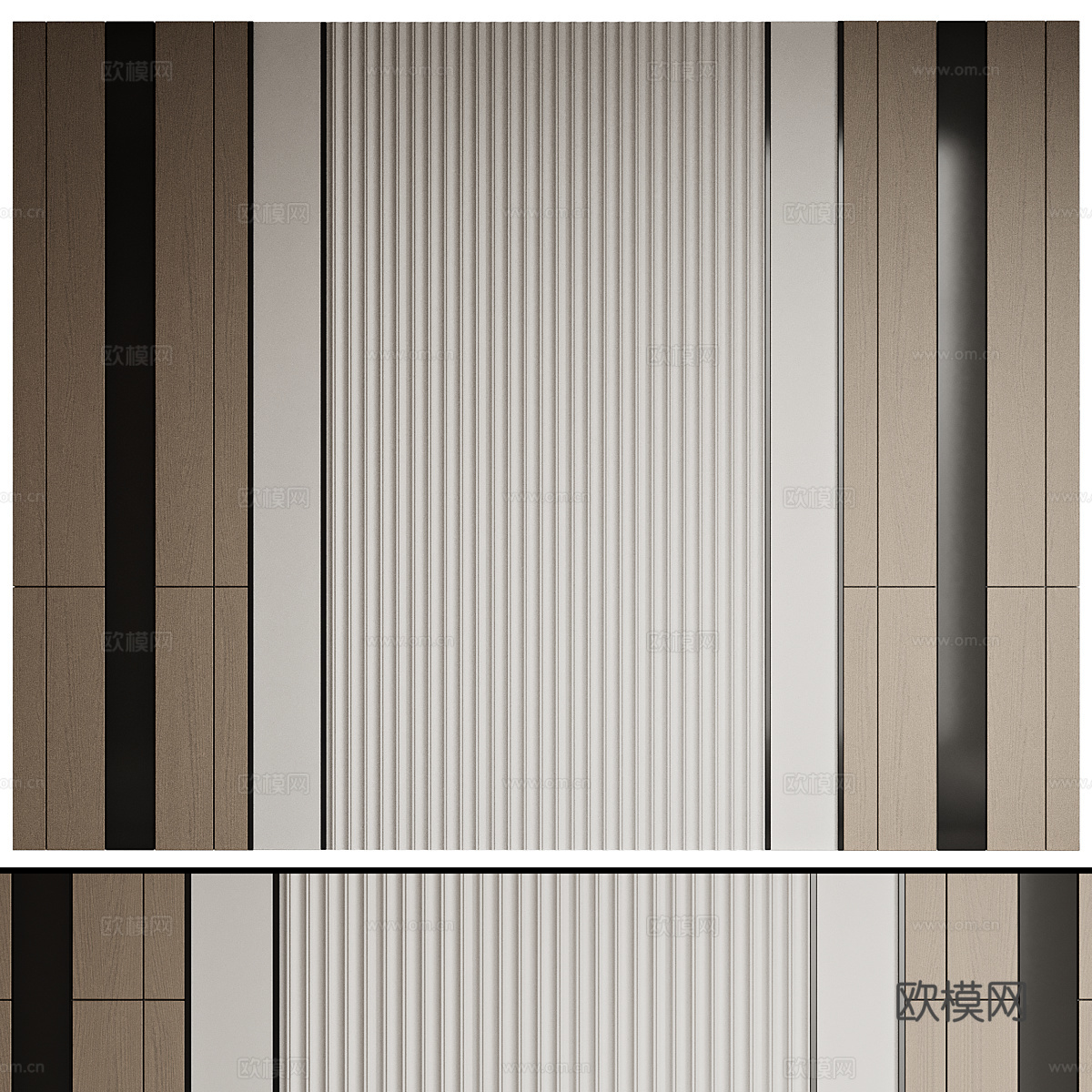 现代意式极简床头背景墙3d模型