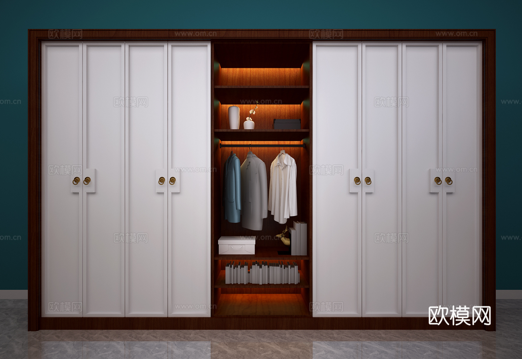 中式衣柜3d模型下载（渲染图2）