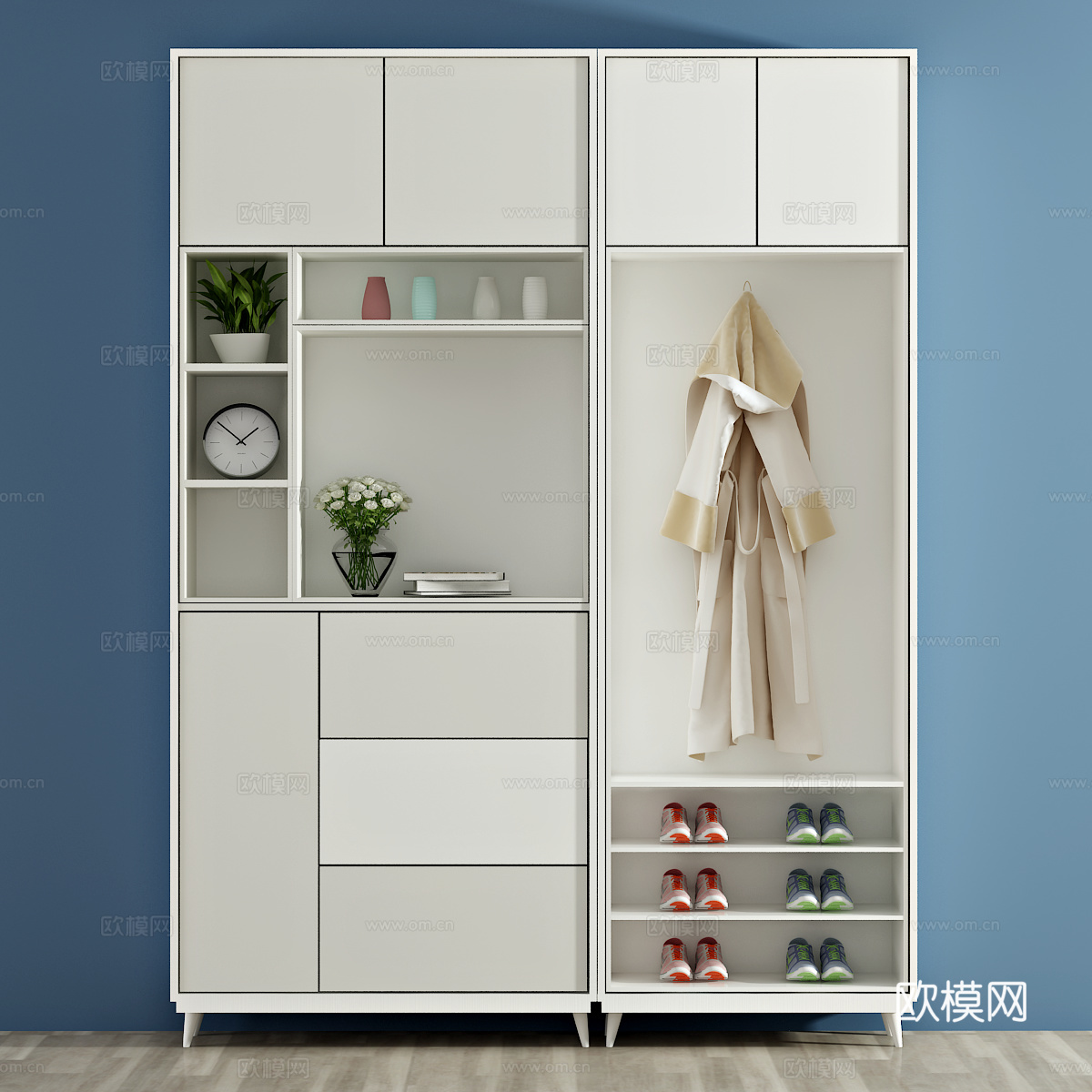 北欧衣柜 鞋柜 衣服 鞋 摆件3d模型