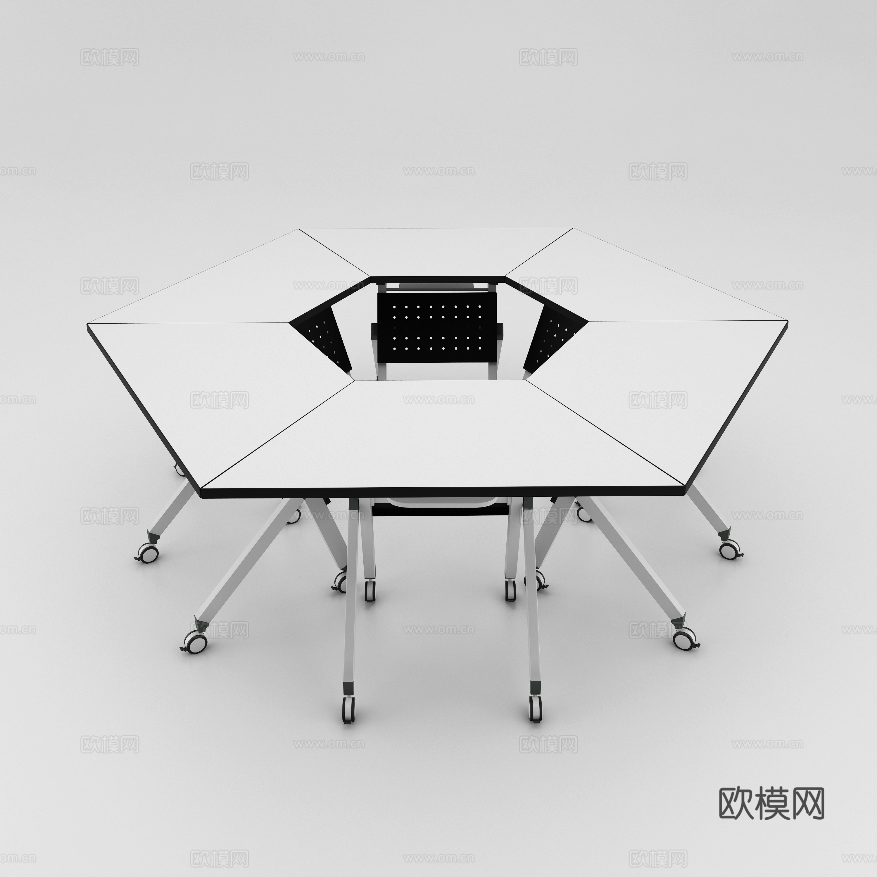 现代培训桌 培训台 会议桌 折桌3d模型